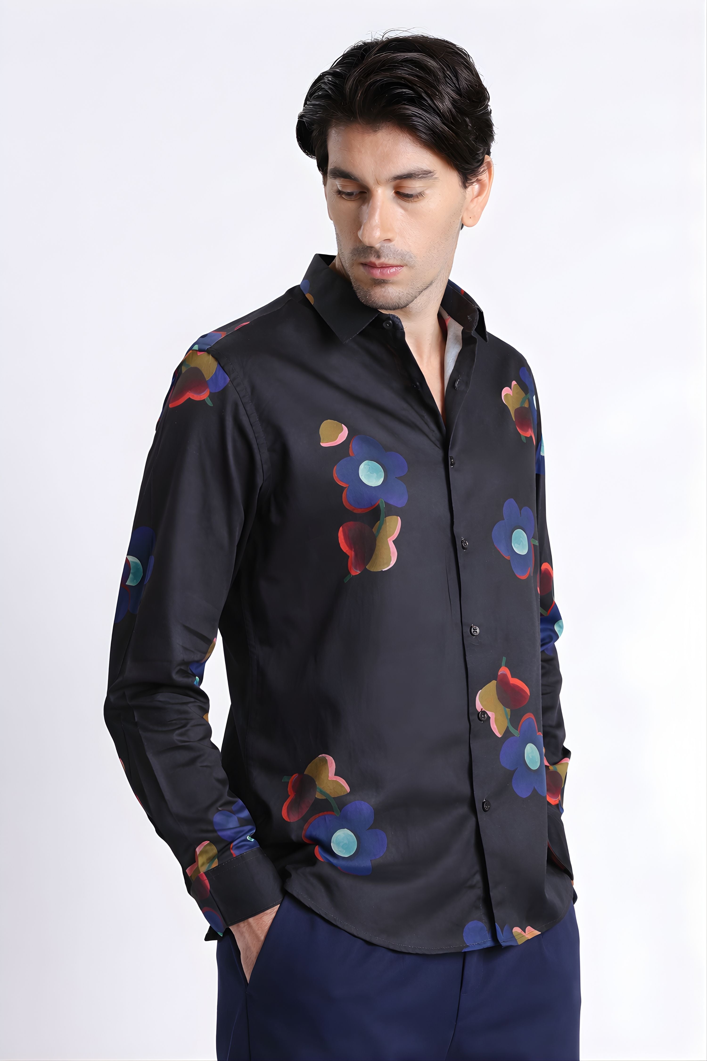 Men Refined Floral Digital Print Shirt