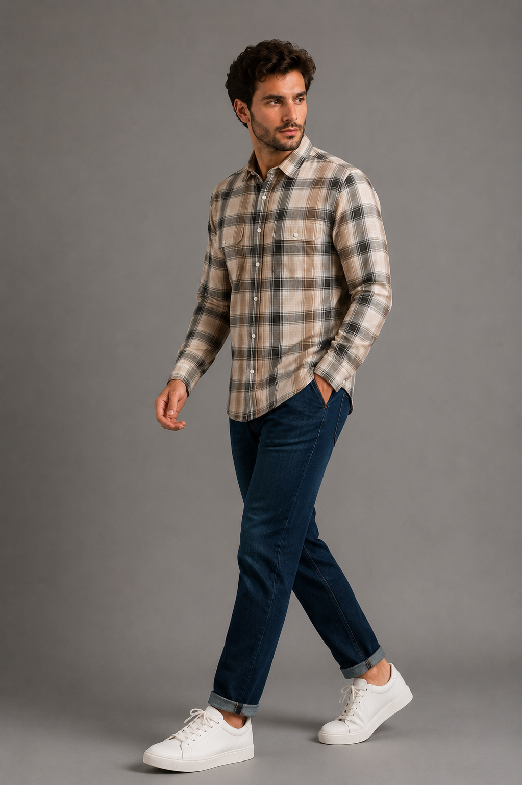Men Brown Heritage Plaid Shirt