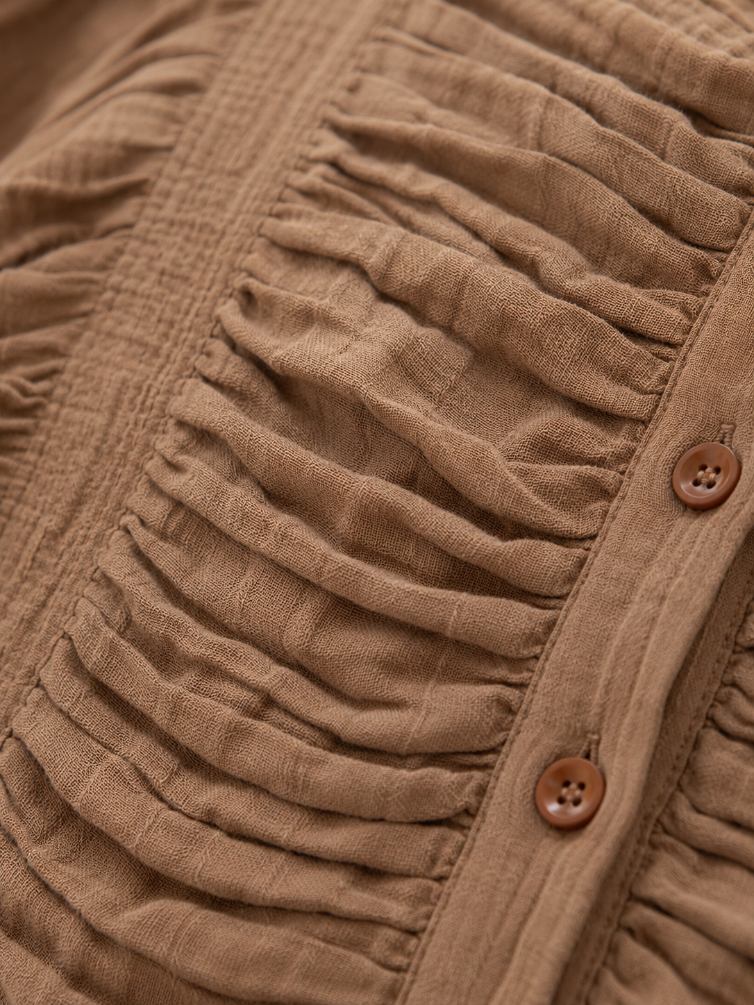 Women Brown Ruffle Front Peplum Top
