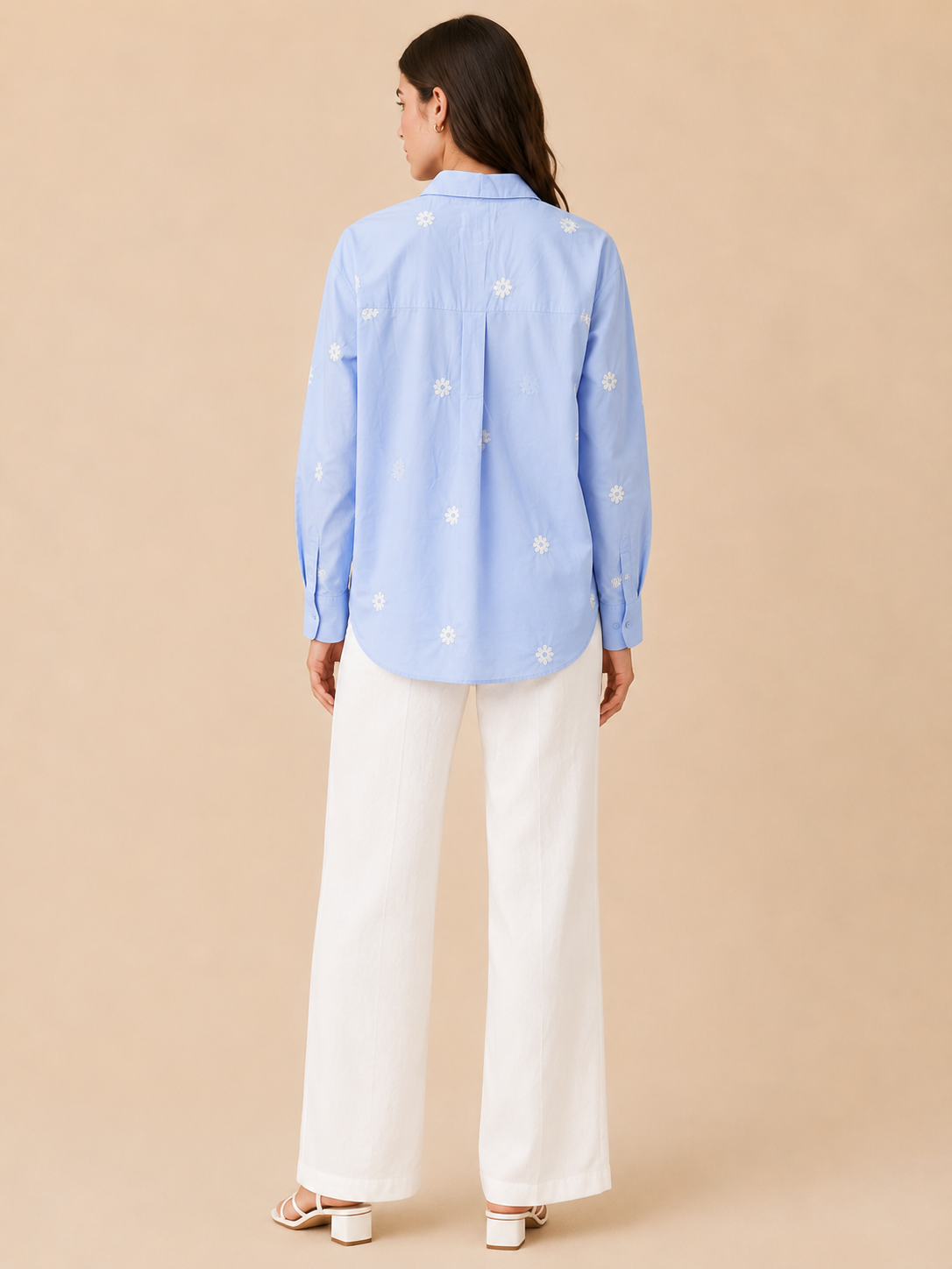 Women Blue Floral Boxy Shirt