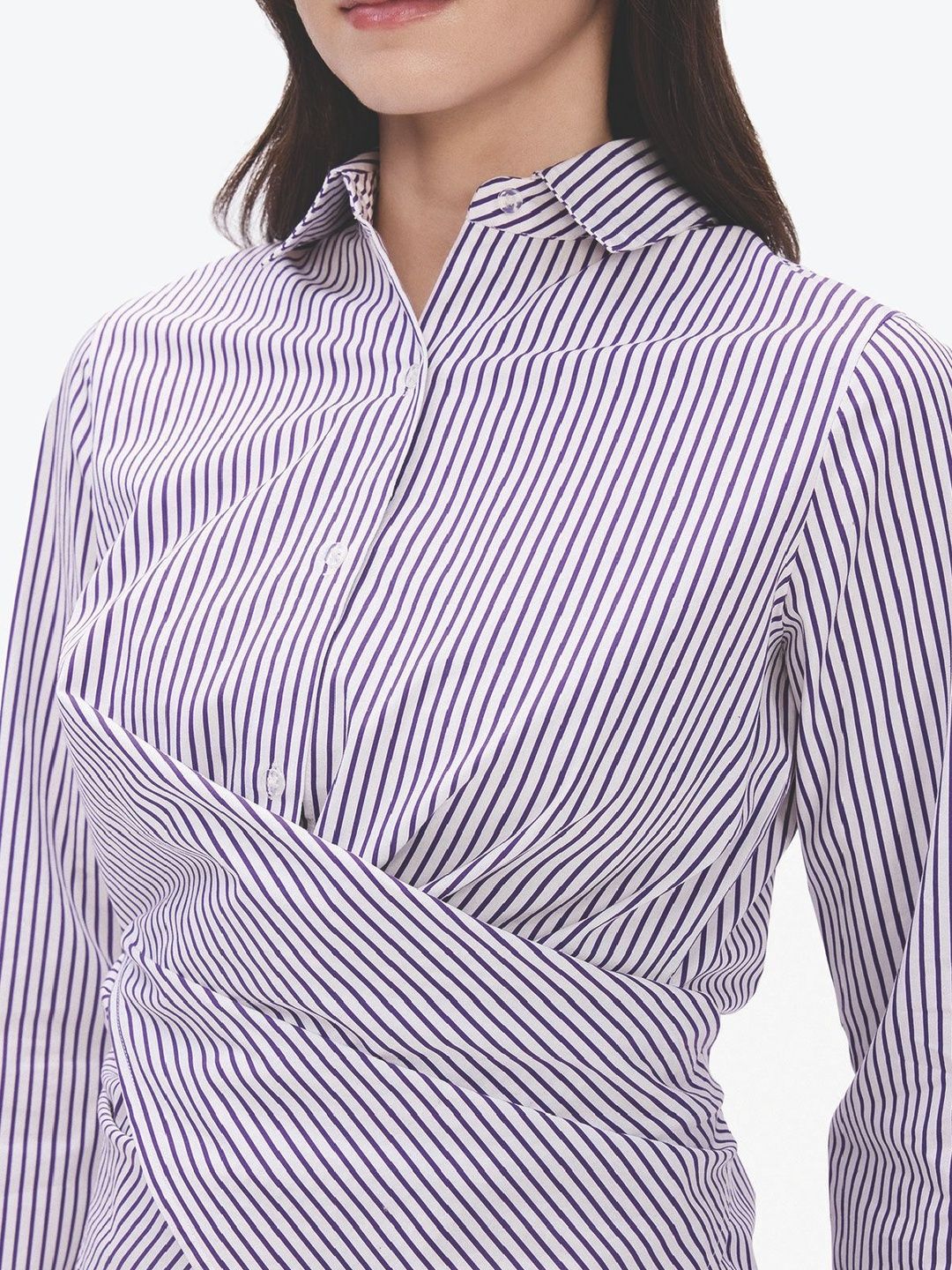 Women Purple Tie-Up Wrap Shirt