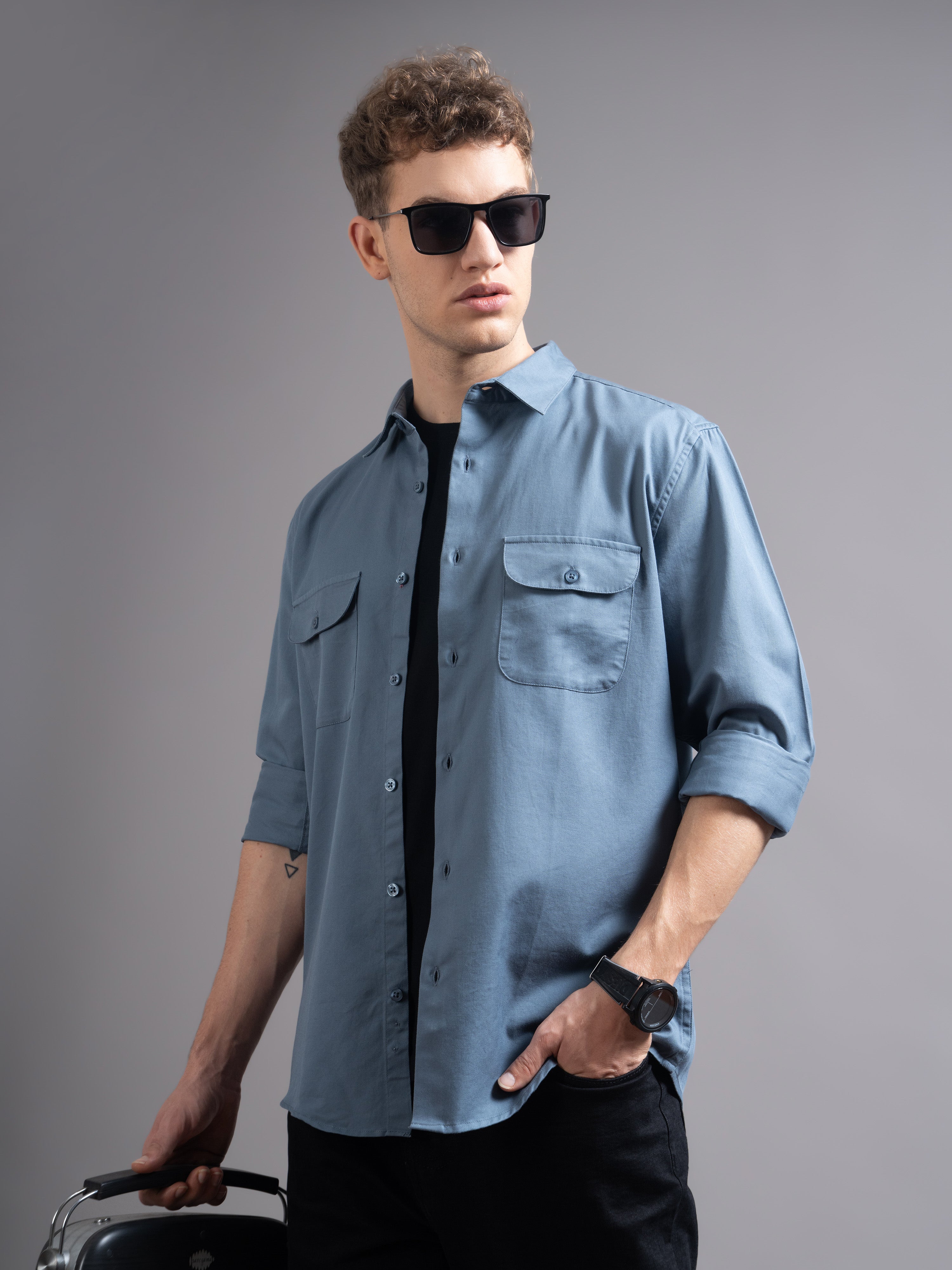 Men Grey Casual Shirt