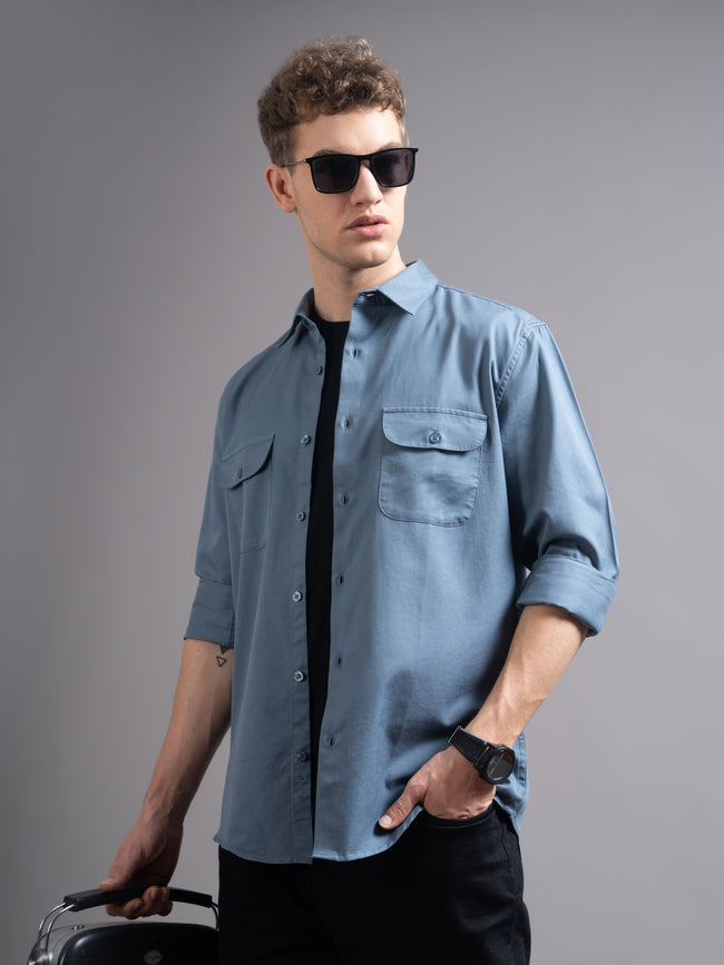 Men Grey Casual Shirt