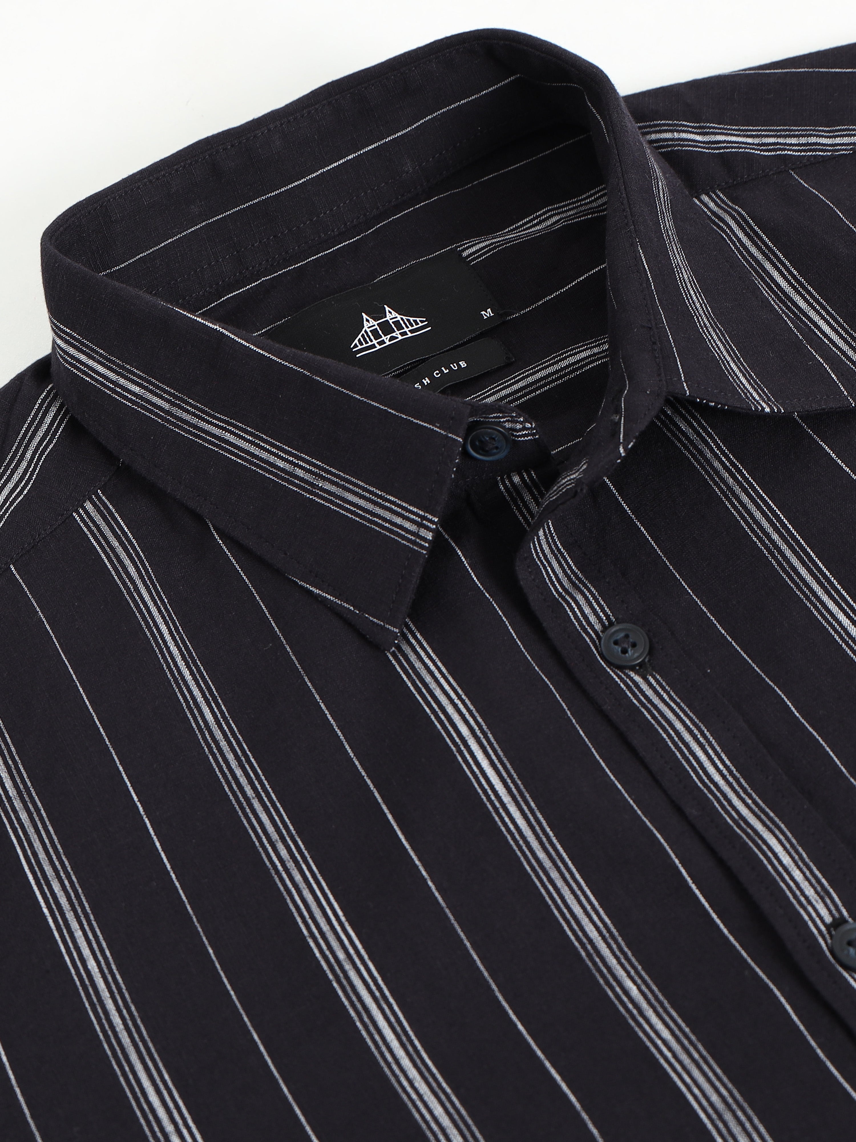 Men Black Striped Shirt