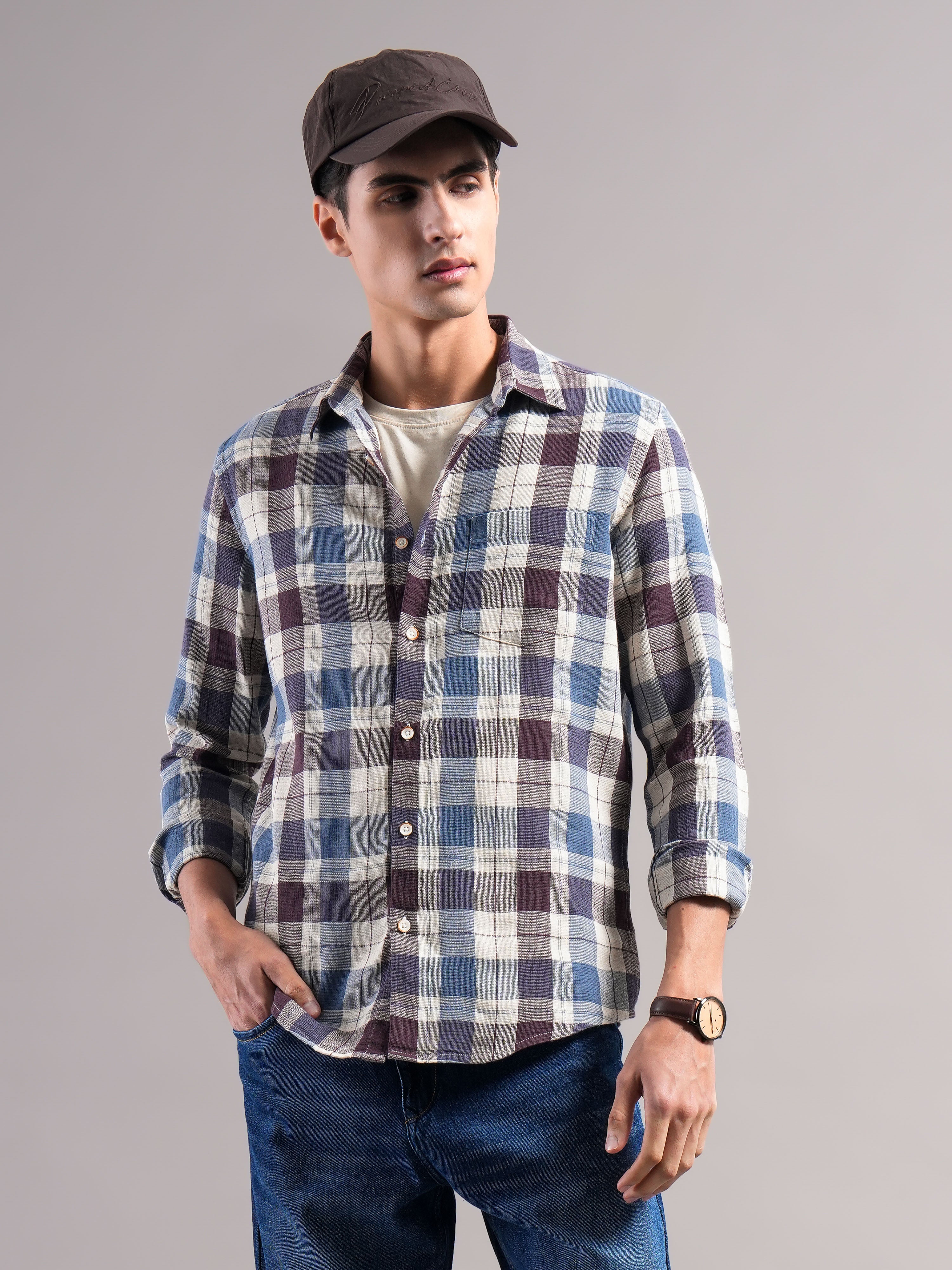 Men Cotton Checked Shirts