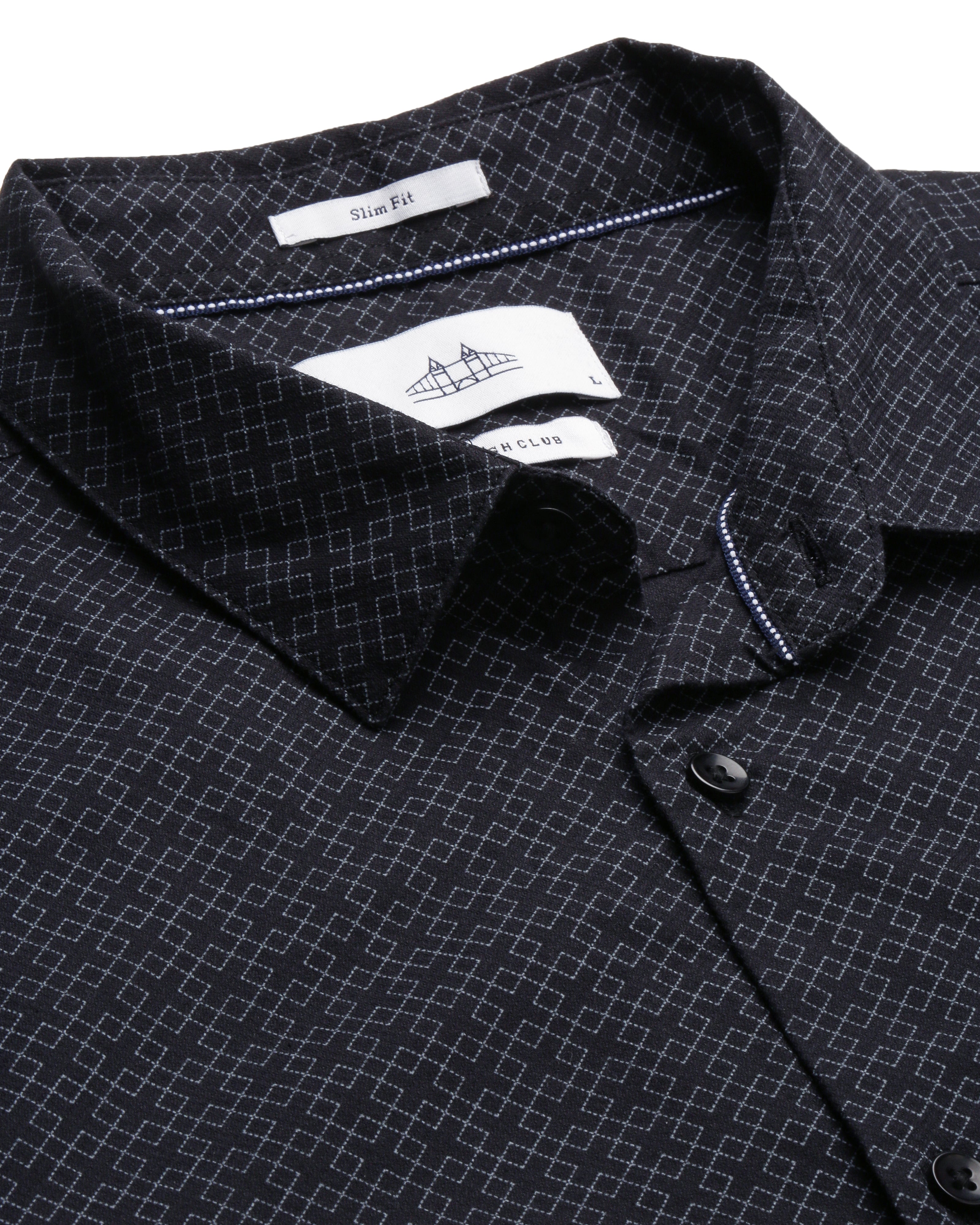 Men Black Cotton Slim Shirt