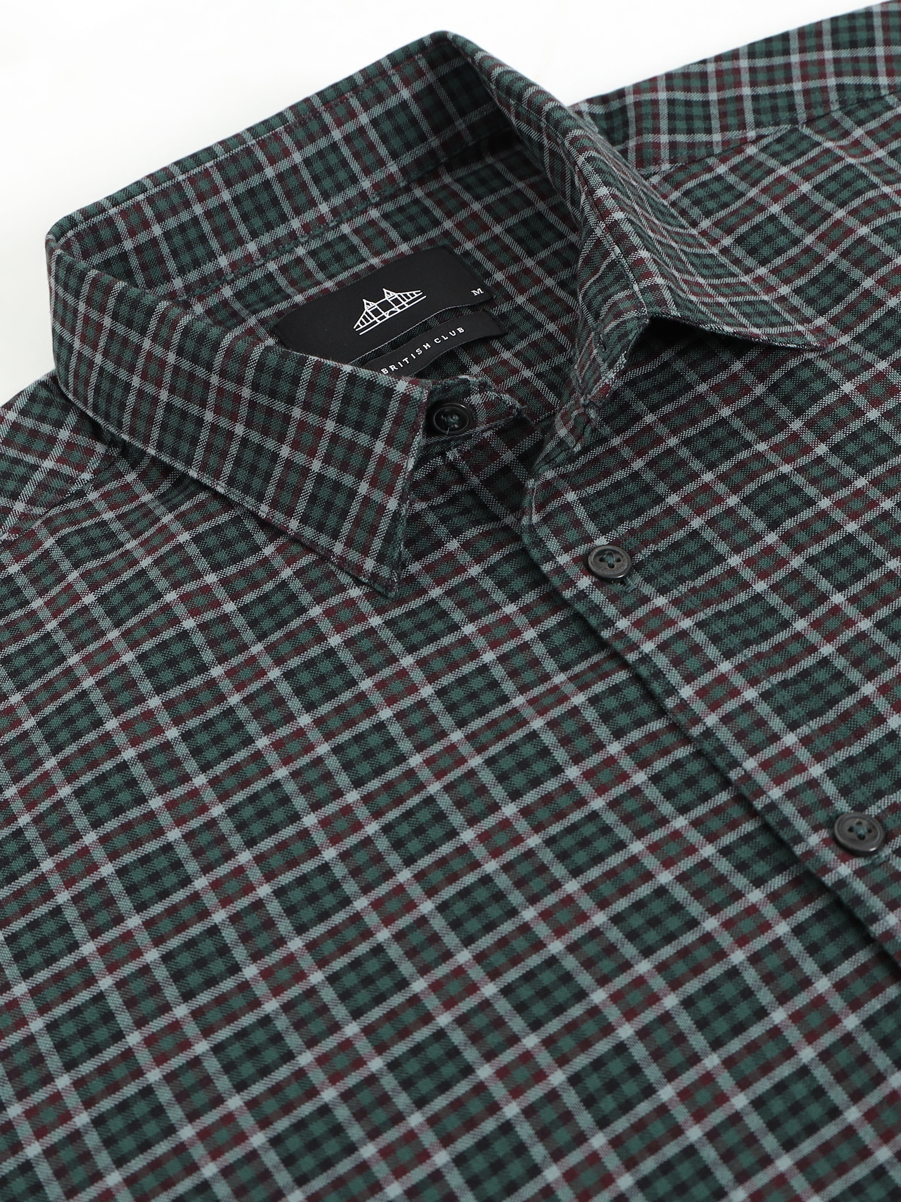 Men Green Checked Shirt