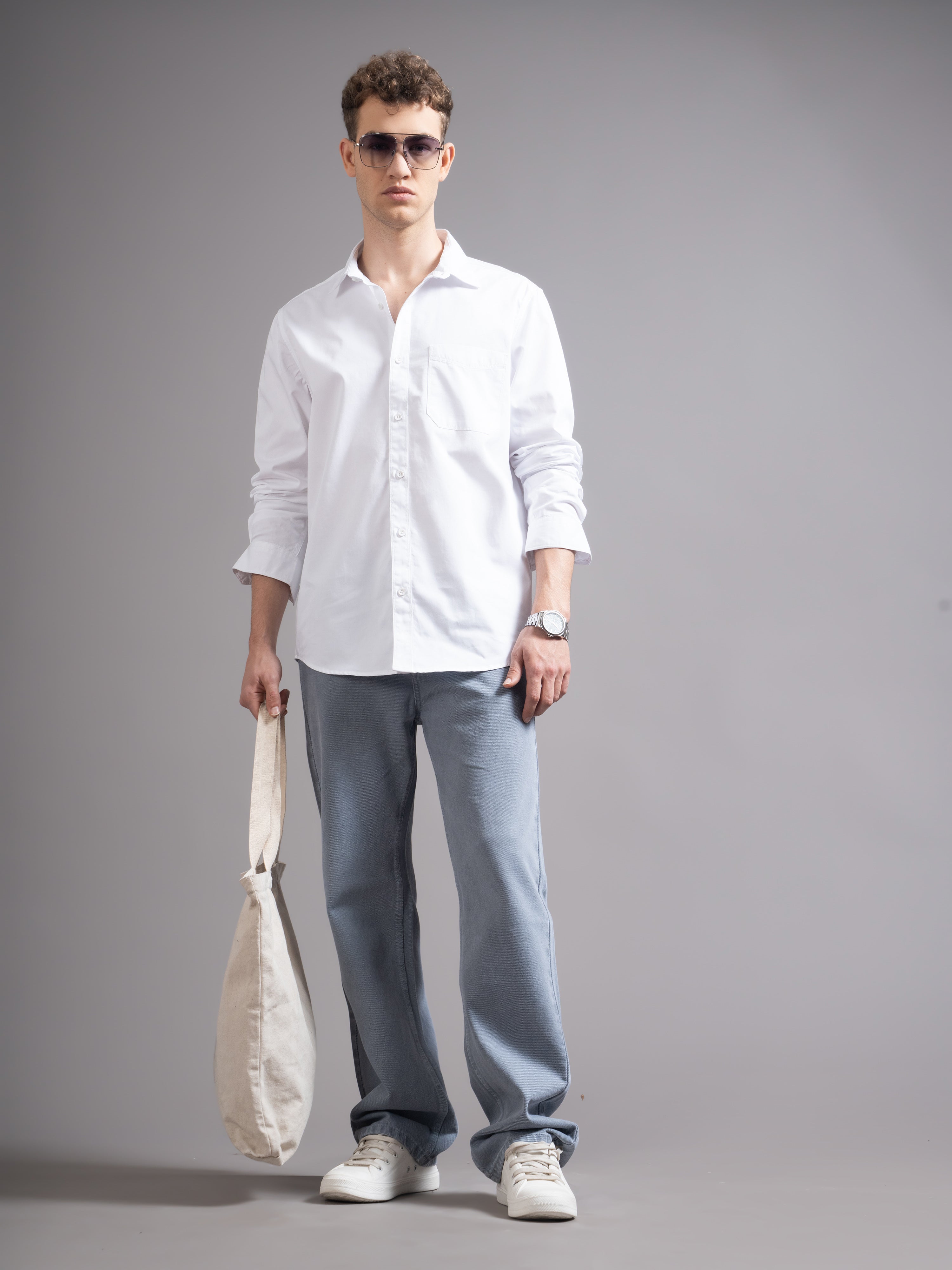 Men White Twill Shirt
