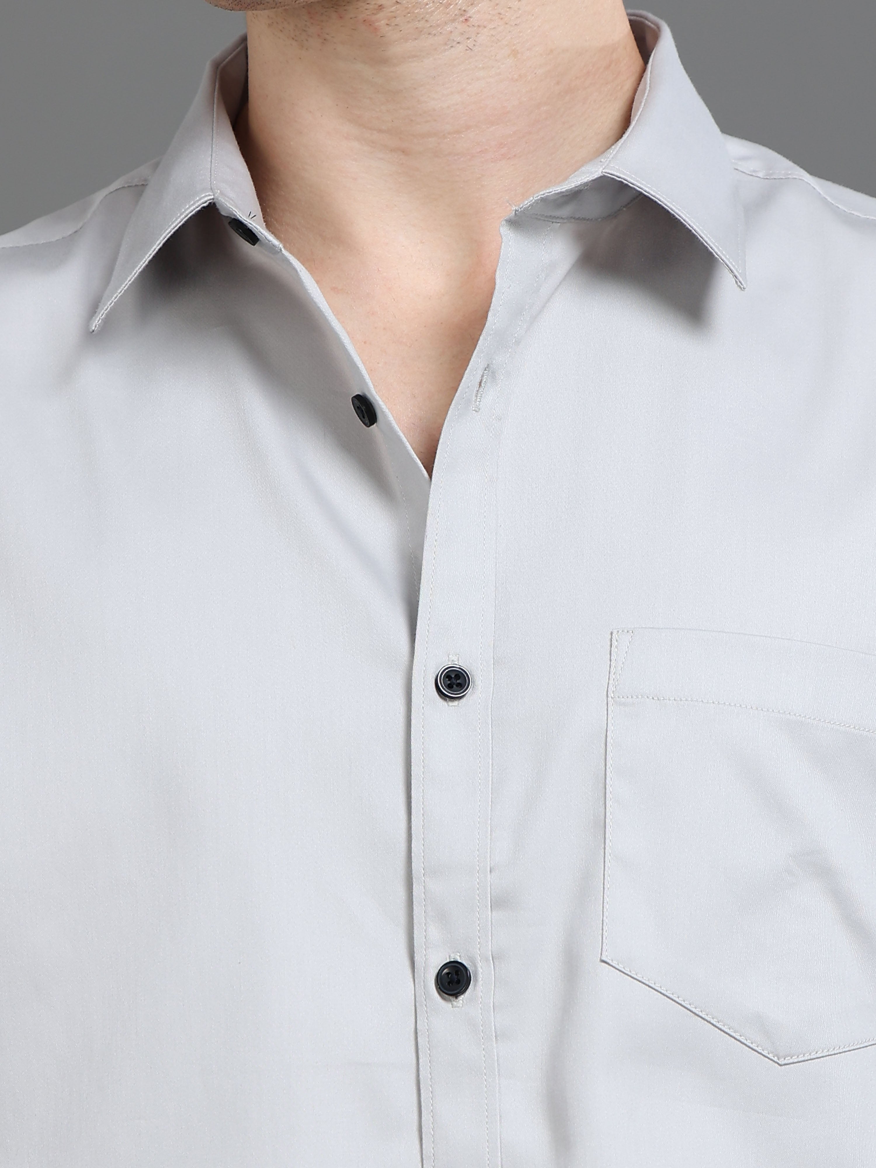 Men Grey Satin Shirt
