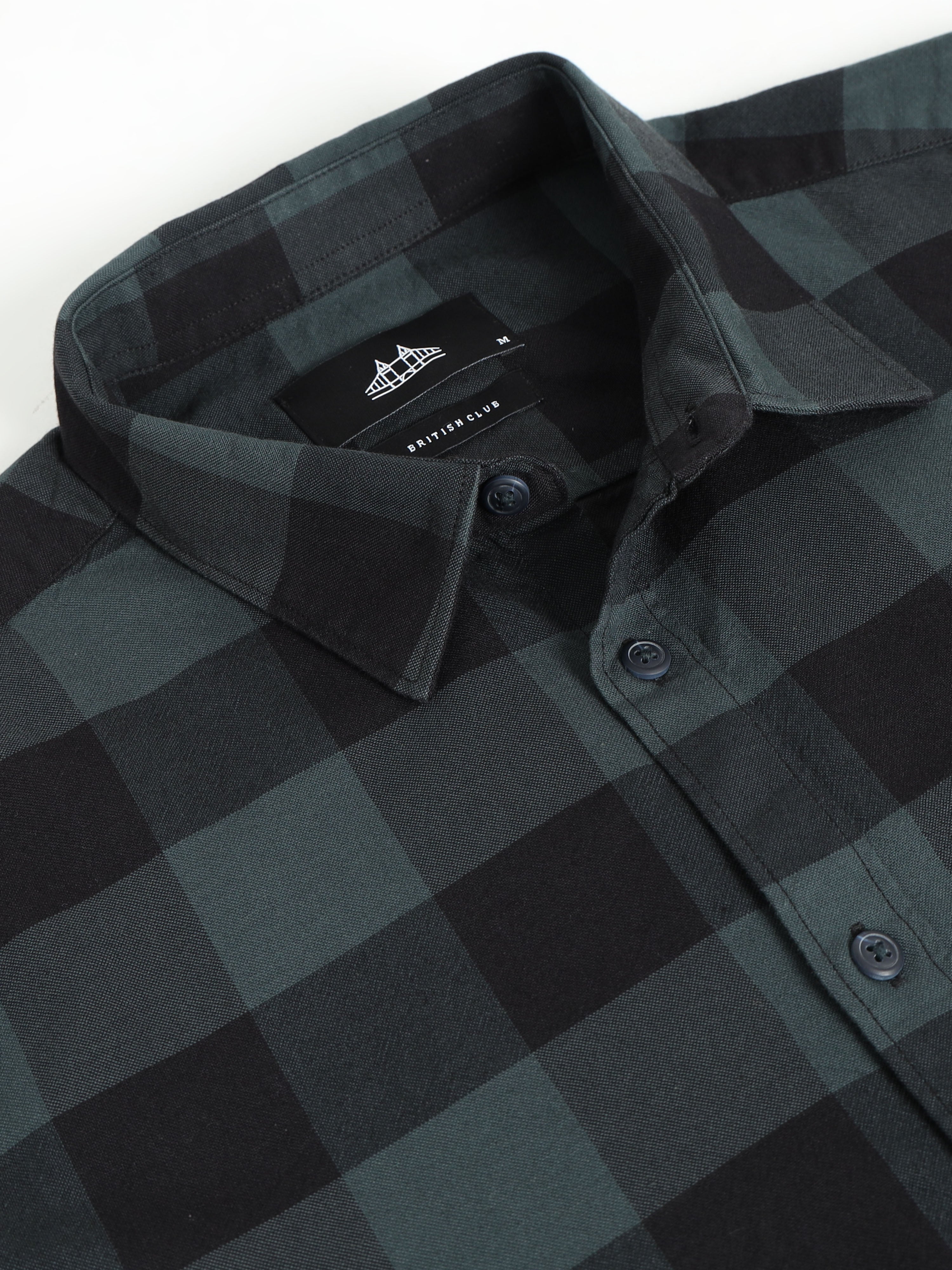 Men Green Checked Shirt