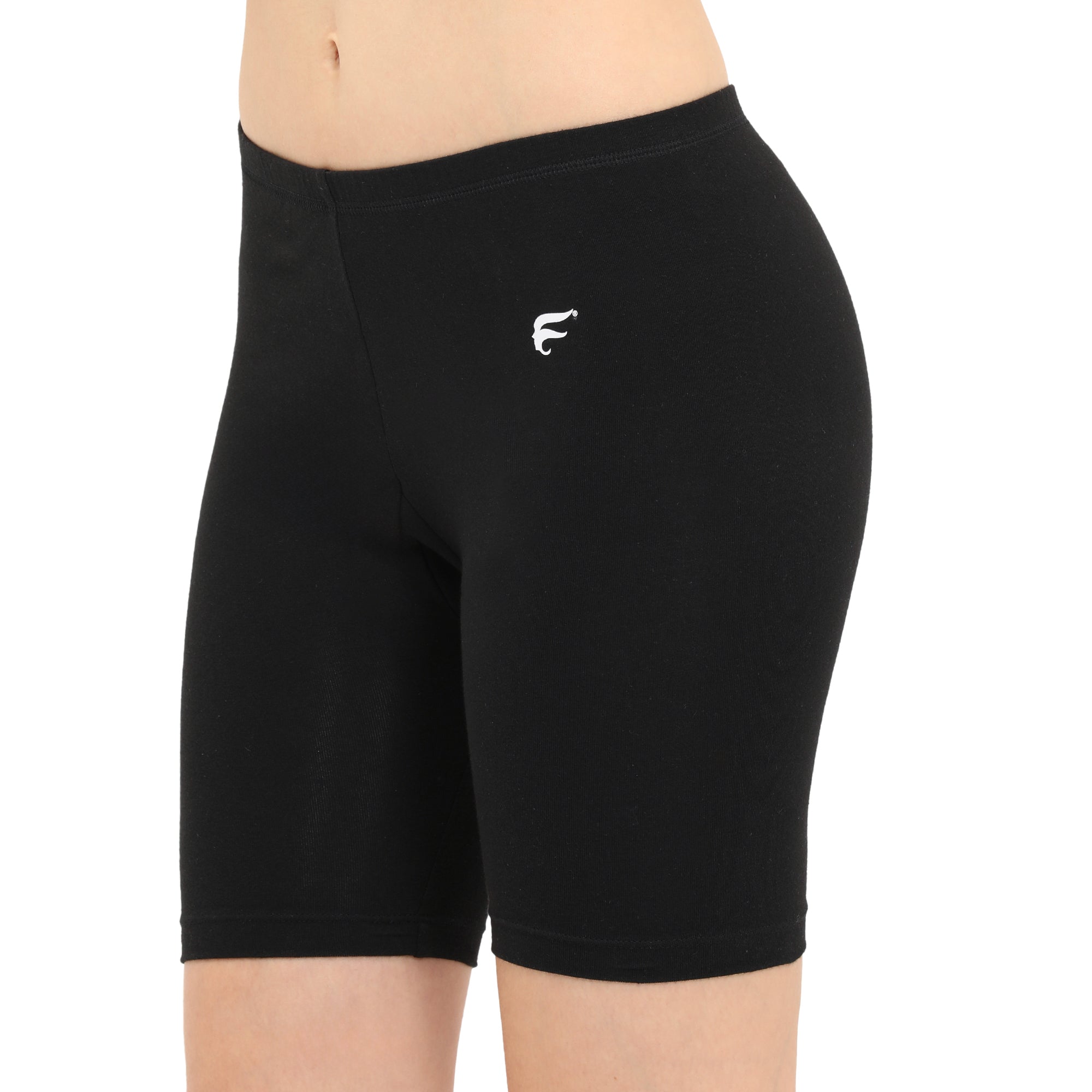 Women Black Thigh Length Cycling Shorts