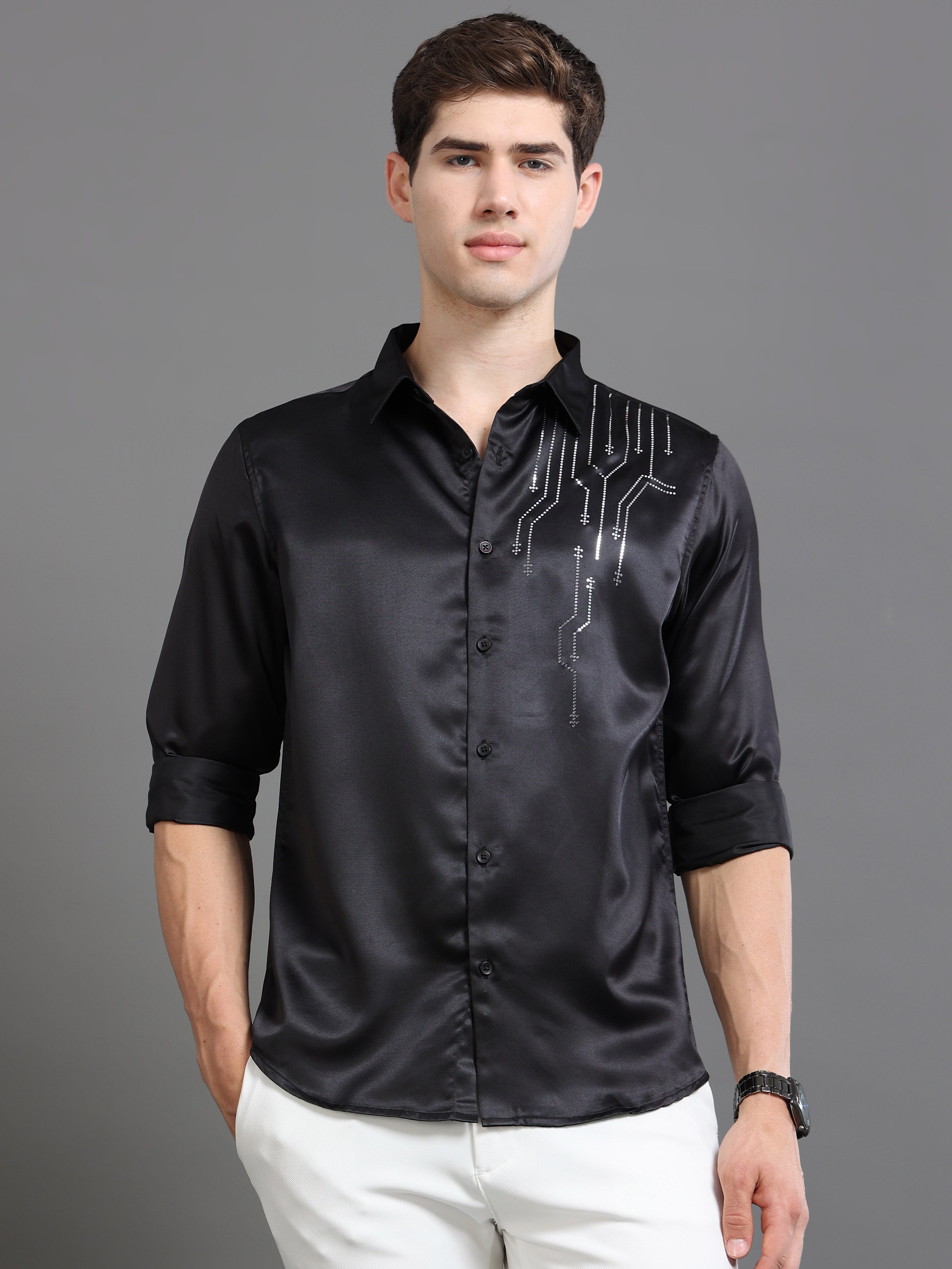 Men Black Printed Shirt
