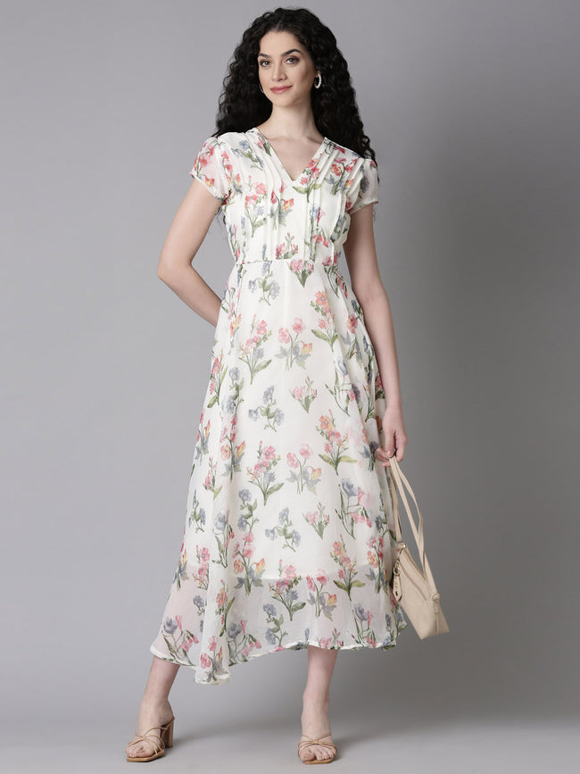 Women Soft Bloom Chiffon Dress