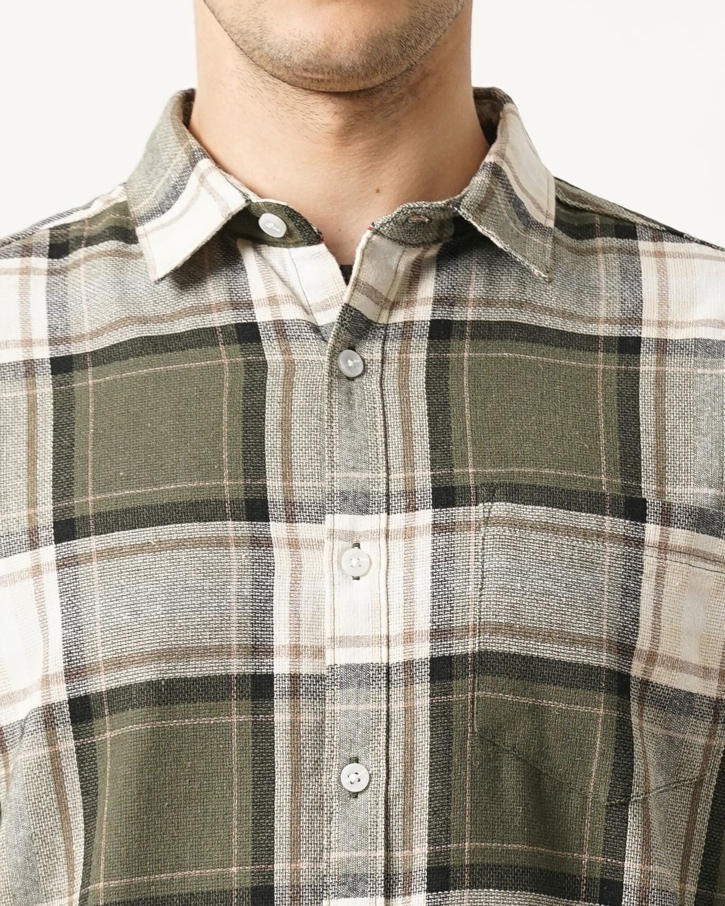 Men Green Checked Shirt