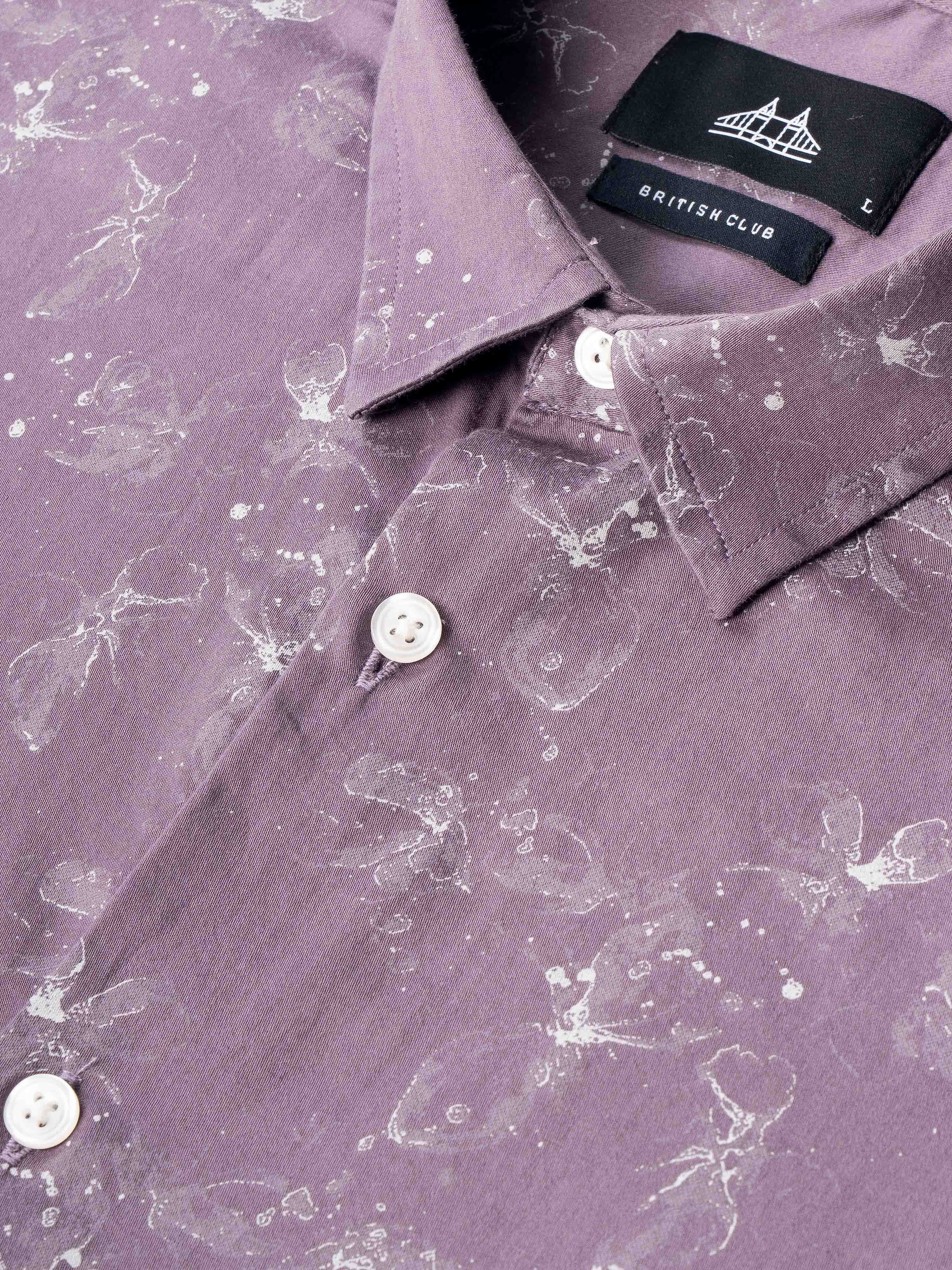 Men Purple Floral Print Shirt