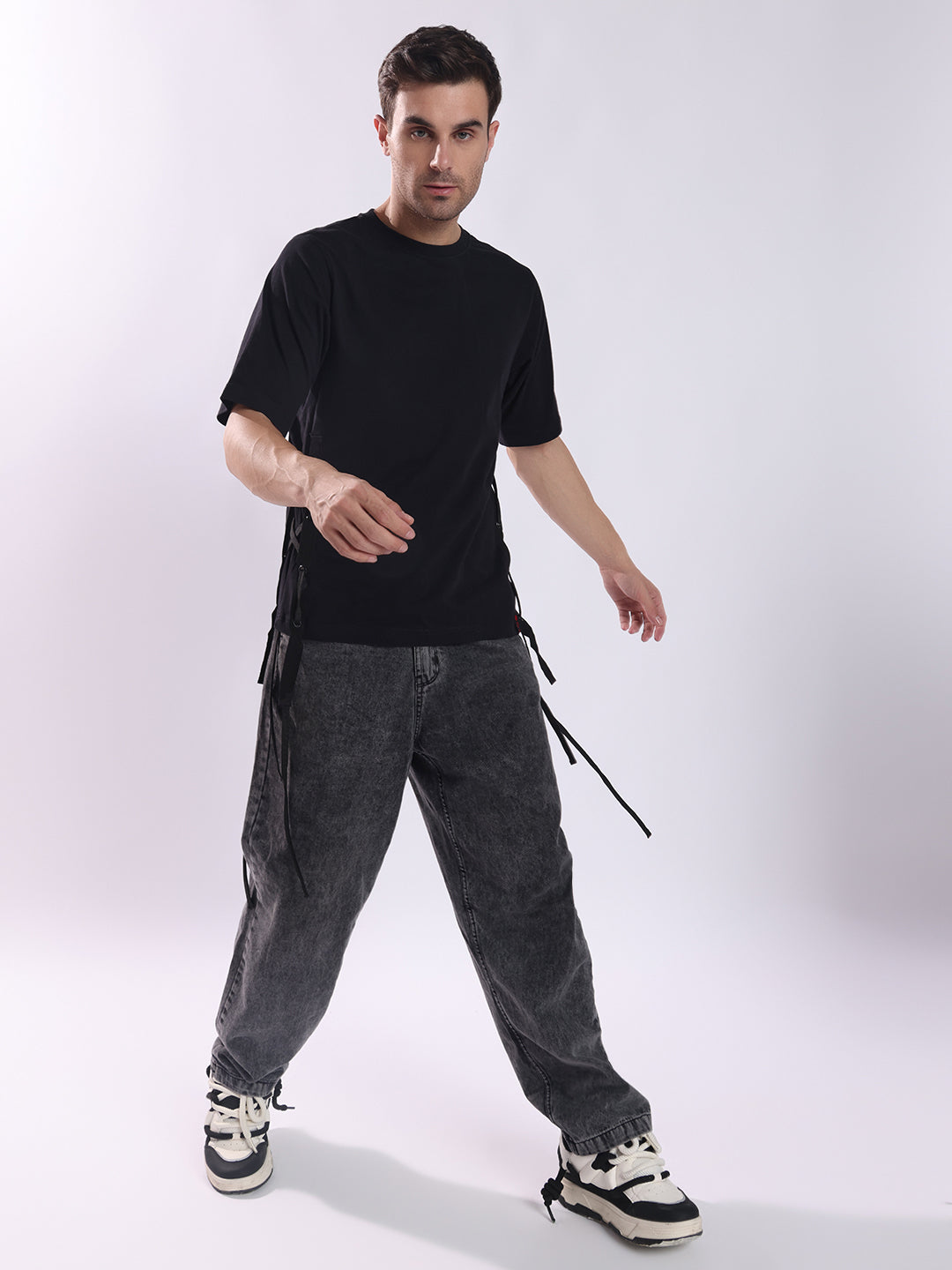 Men Black Cotton Oversized T-Shirt