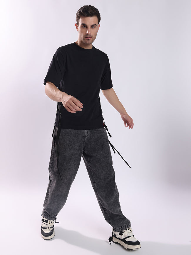 Men Black Cotton Oversized T-Shirt