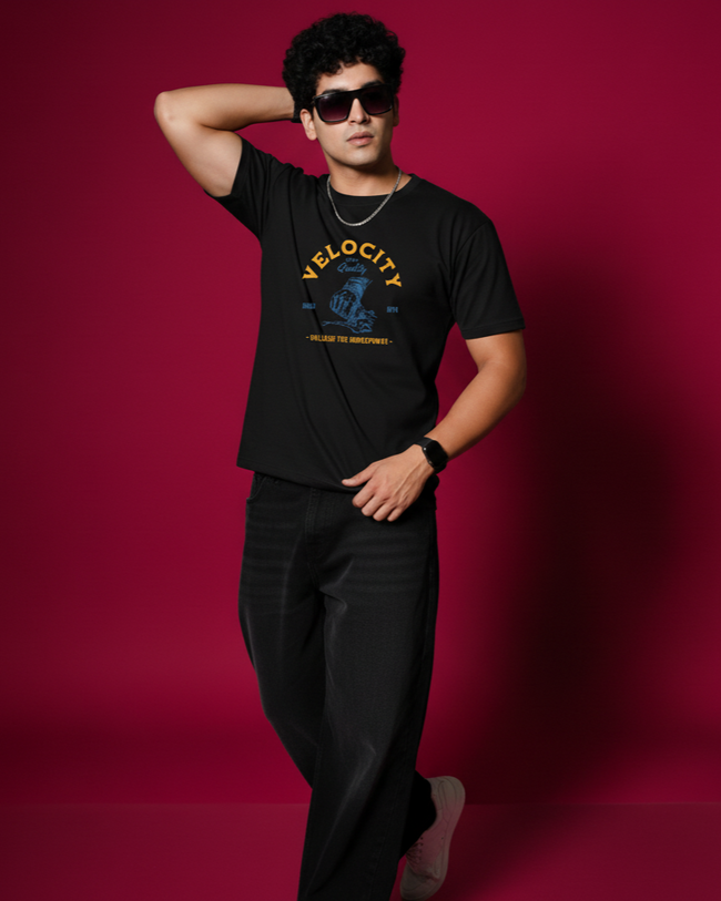Men Round Neck Cotton T-Shirt