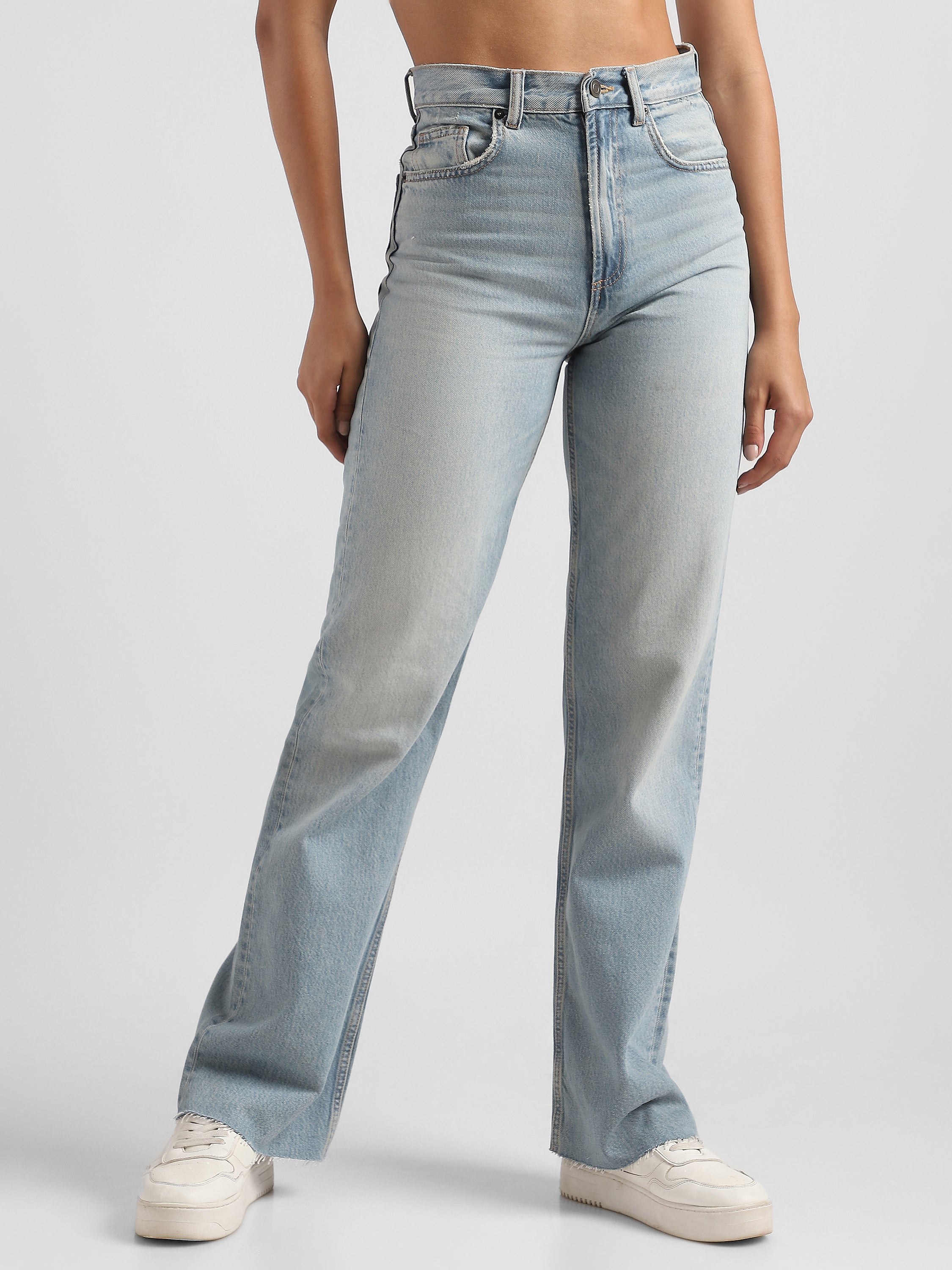 Women Blue High Waist Straight Fit Jeans