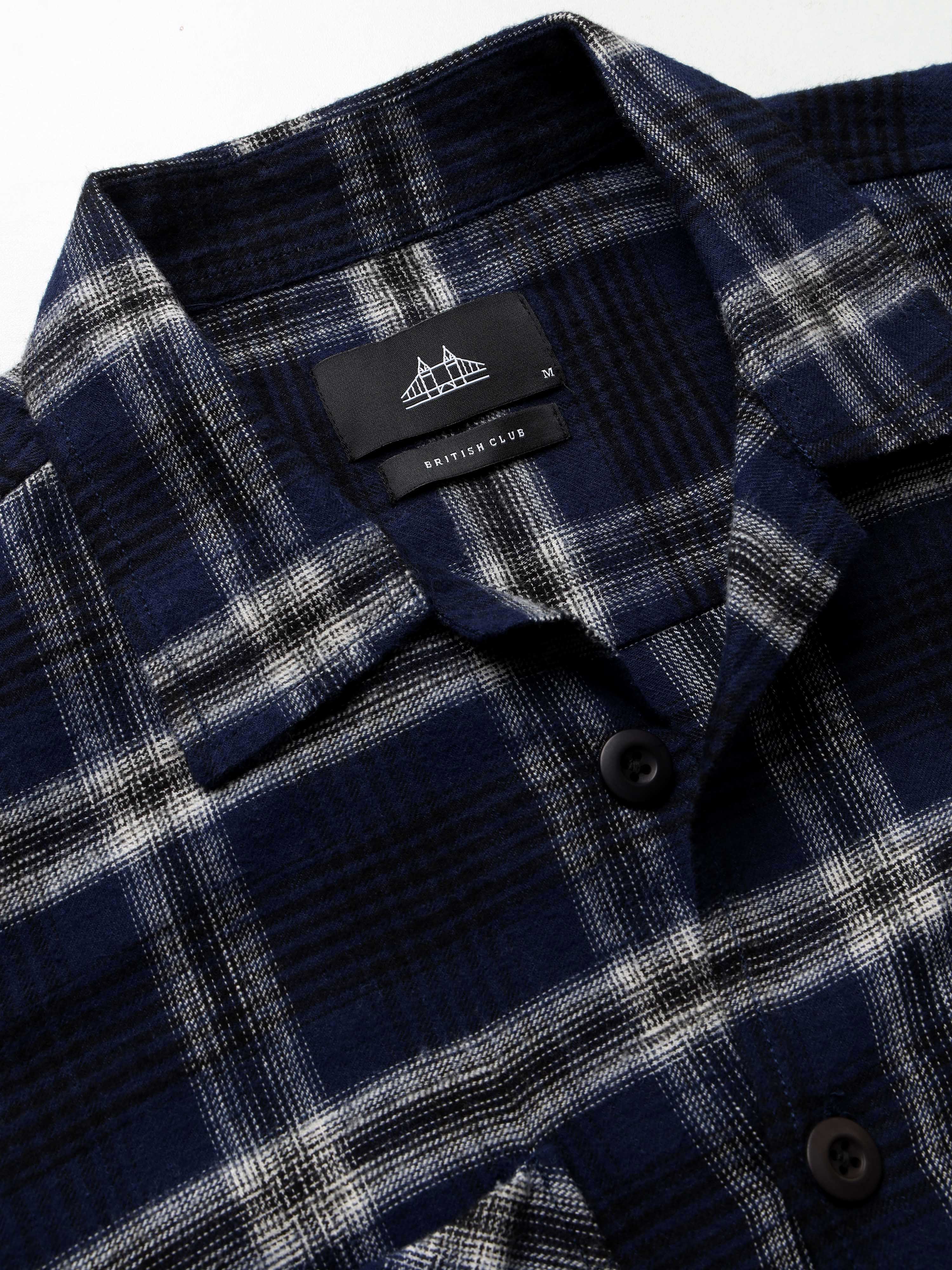 Men Navy Flannel Checked Shirt