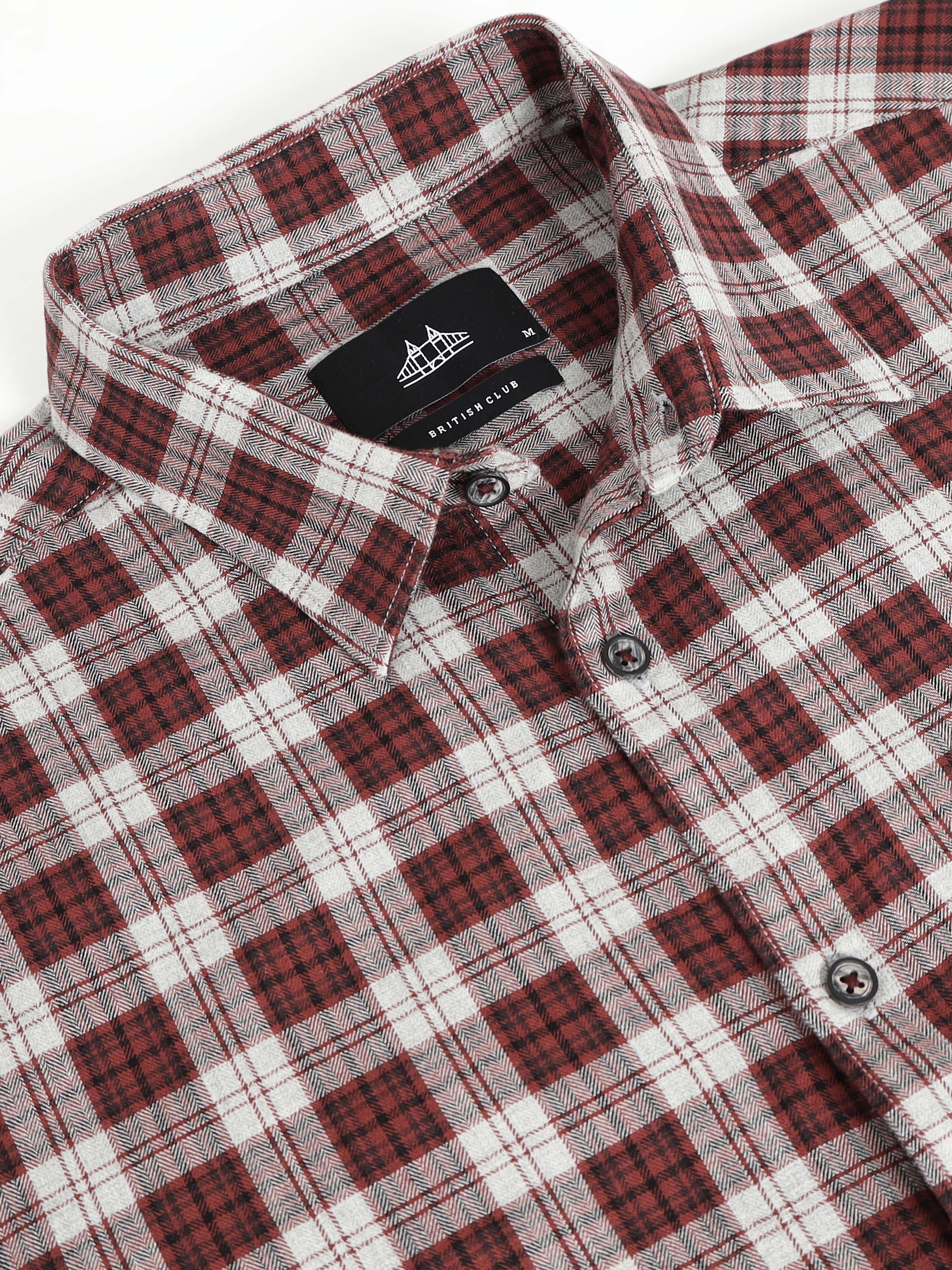 Men Brown Checked Shirt