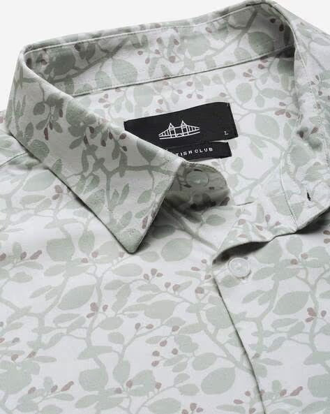 Men Green Floral Print Shirt