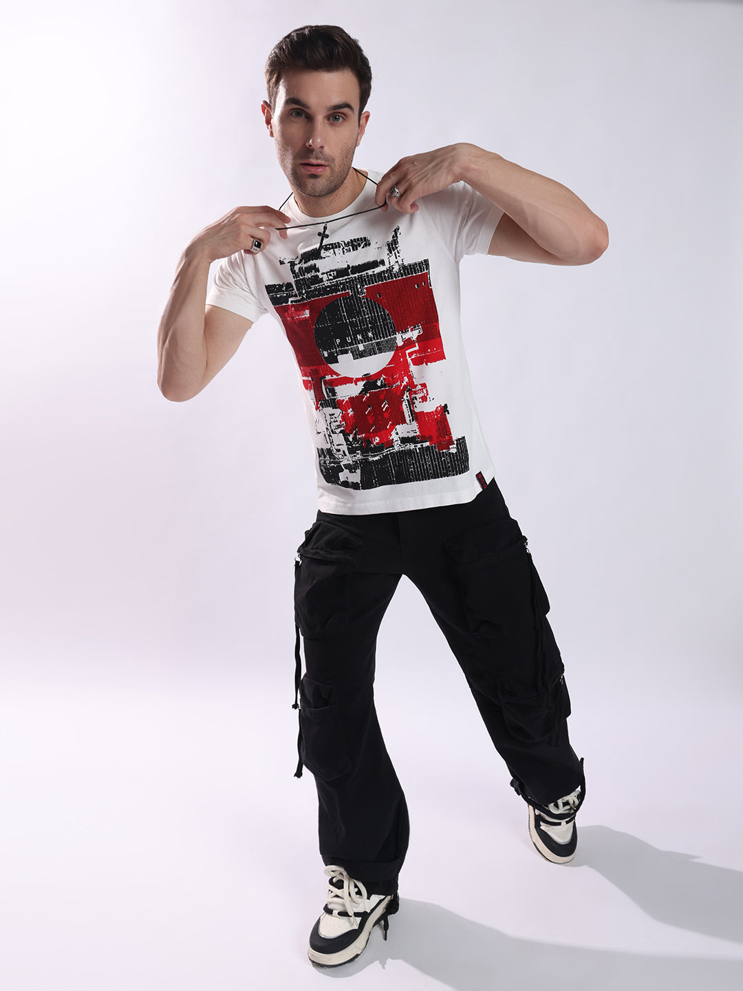 Men White Cotton Regular T-Shirt