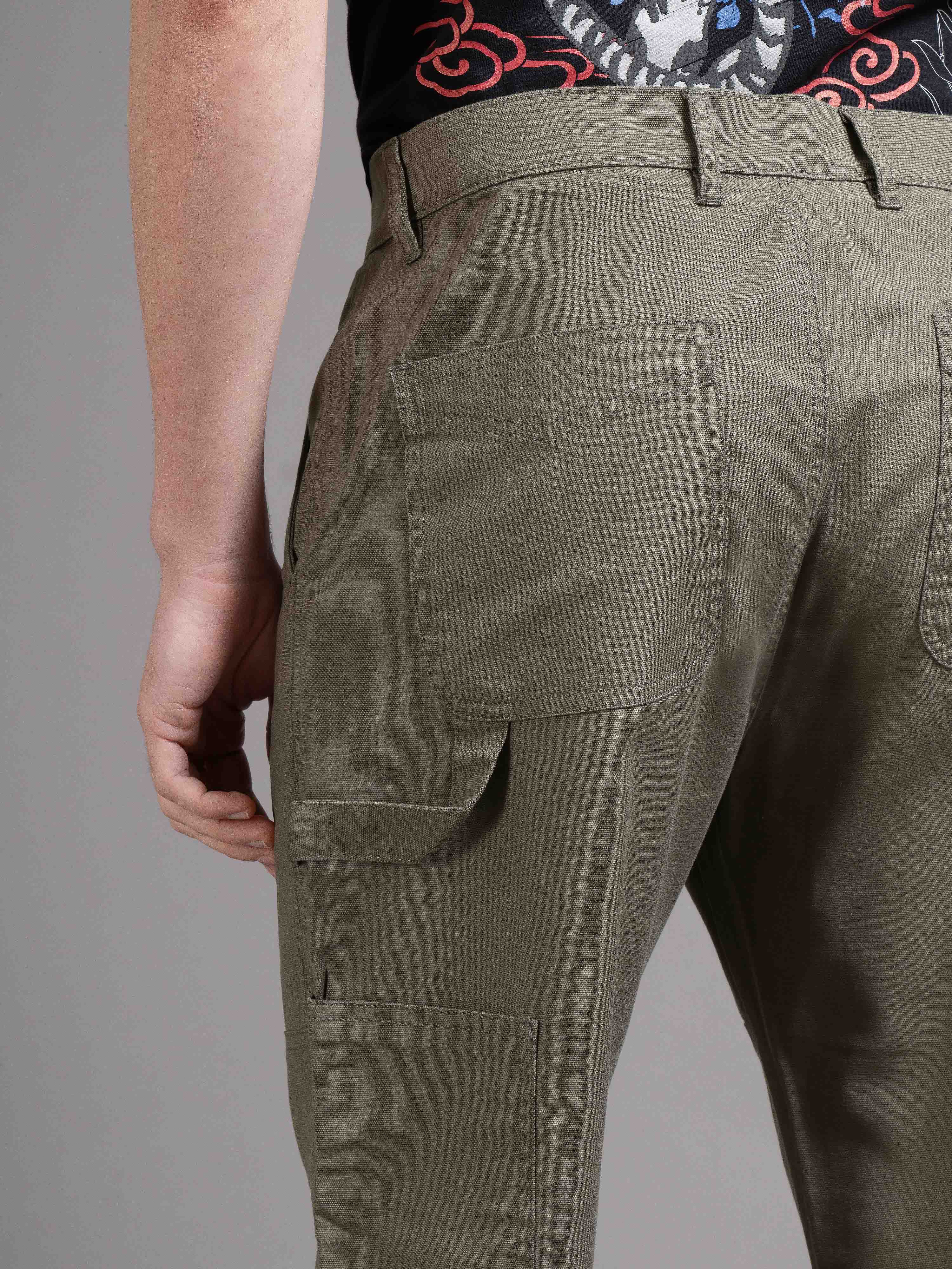 Men Green Straight Fit Cargo Trouser