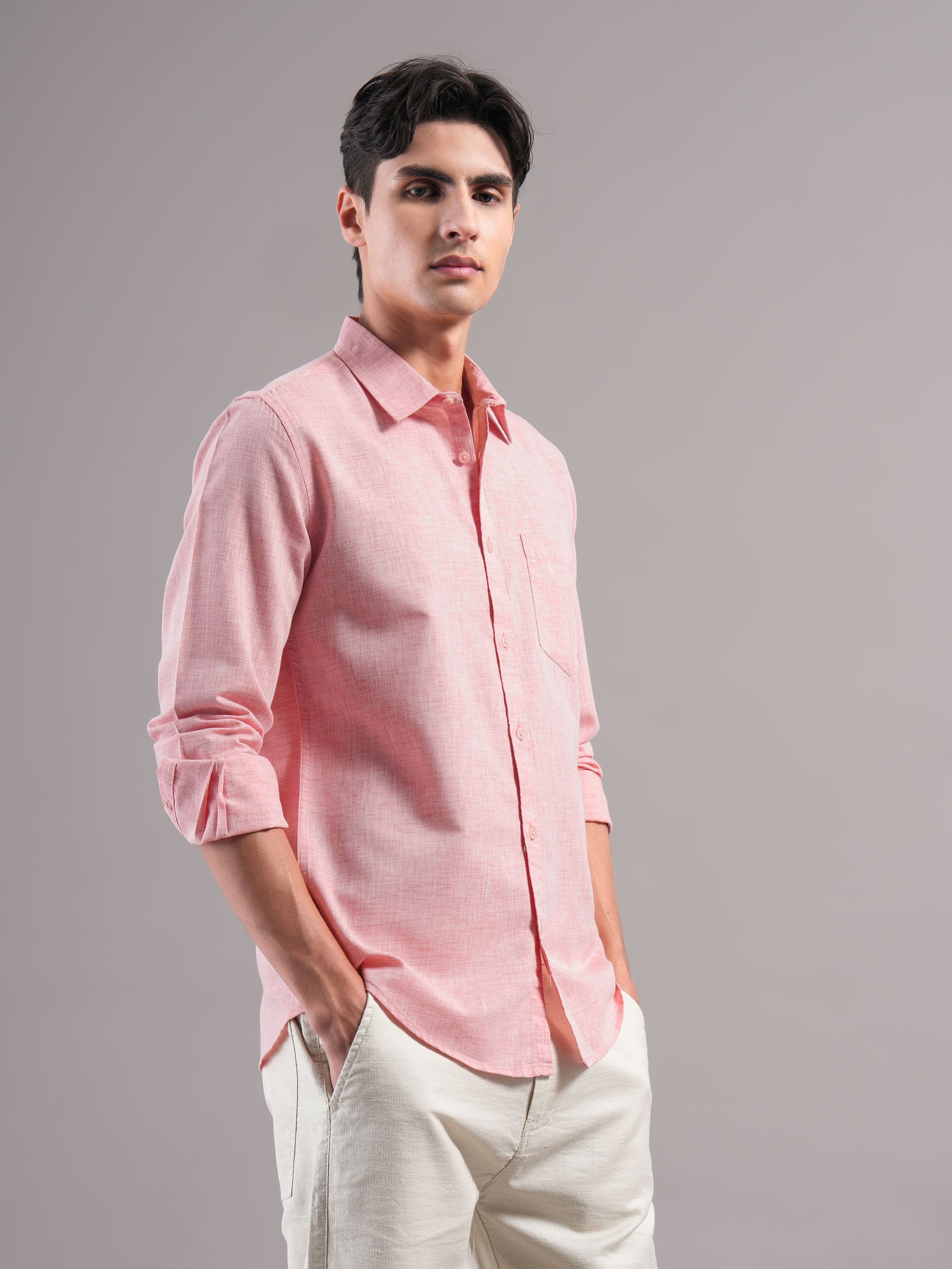 Men Mauve Solid Casual Shirt