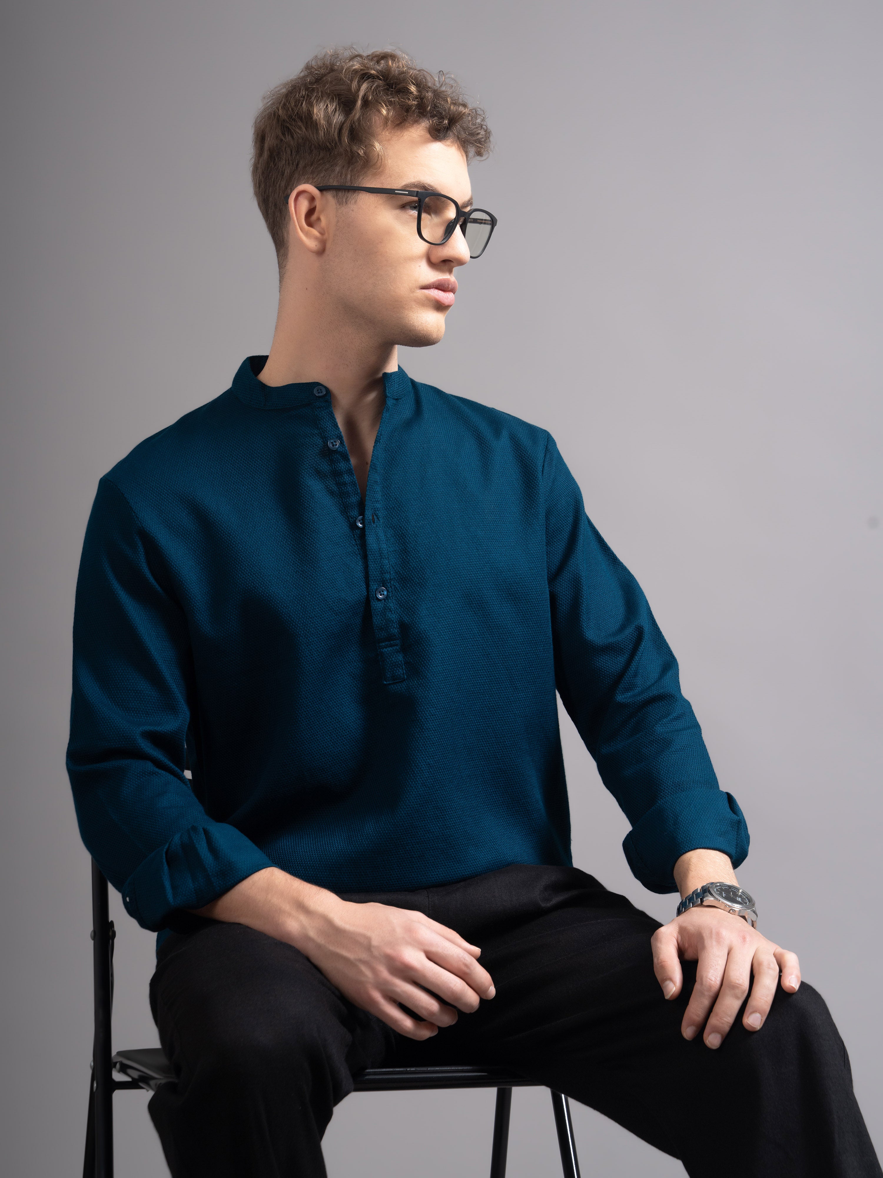 Men Teal Kurta Shirt