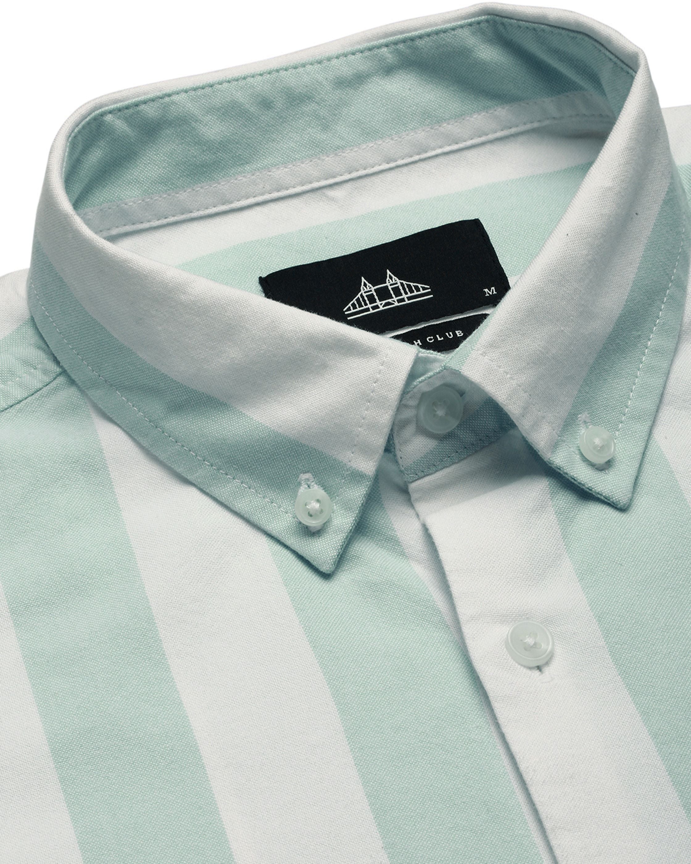 Men Green Striped Shirt