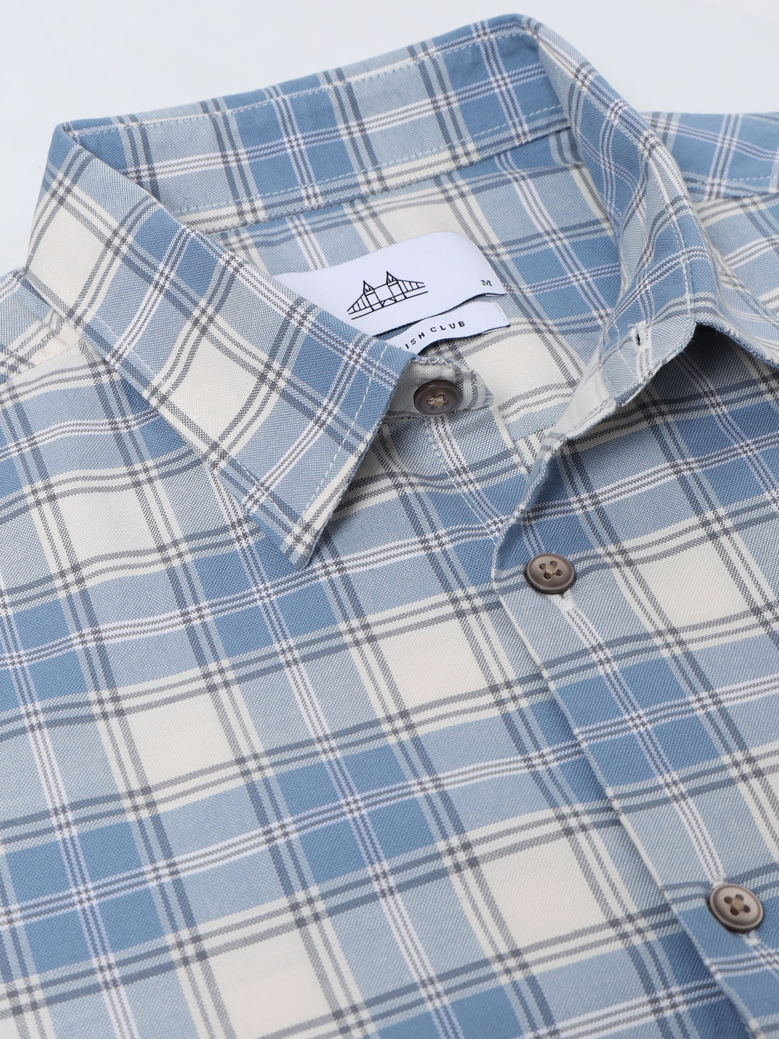 Men Blue Check Shirt