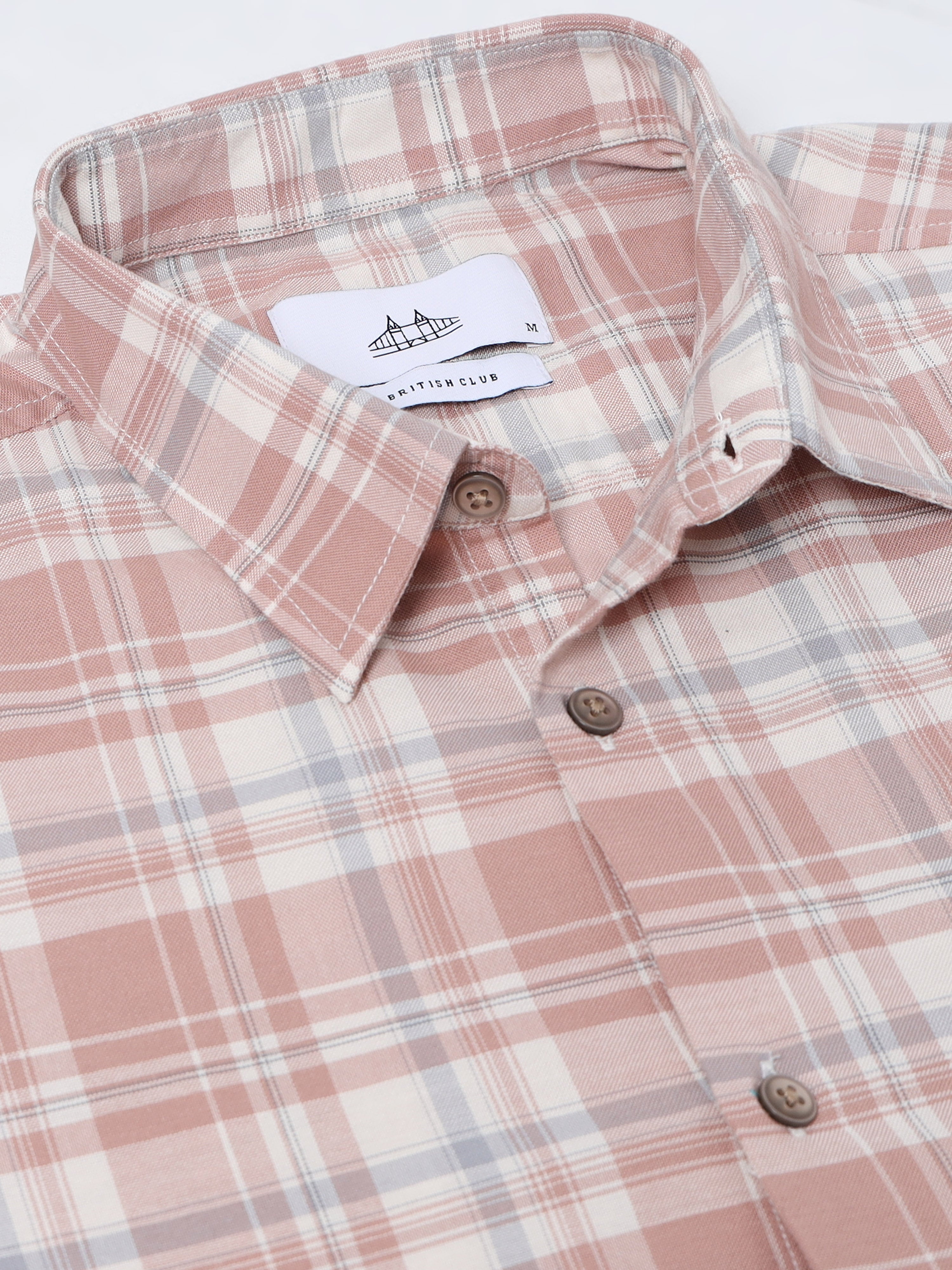 Men Taupe Check Shirt