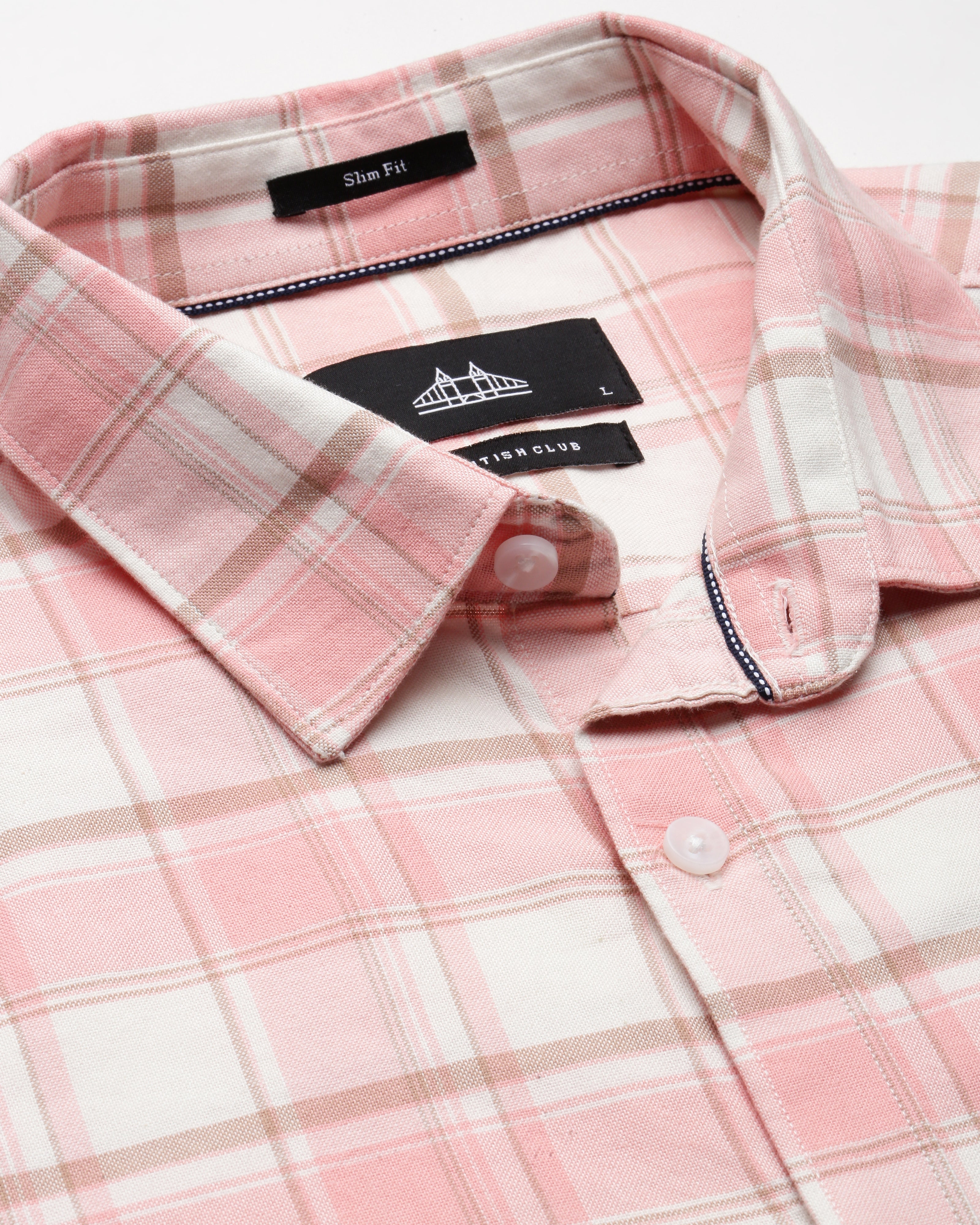 Men Orange Cotton Slim Shirt