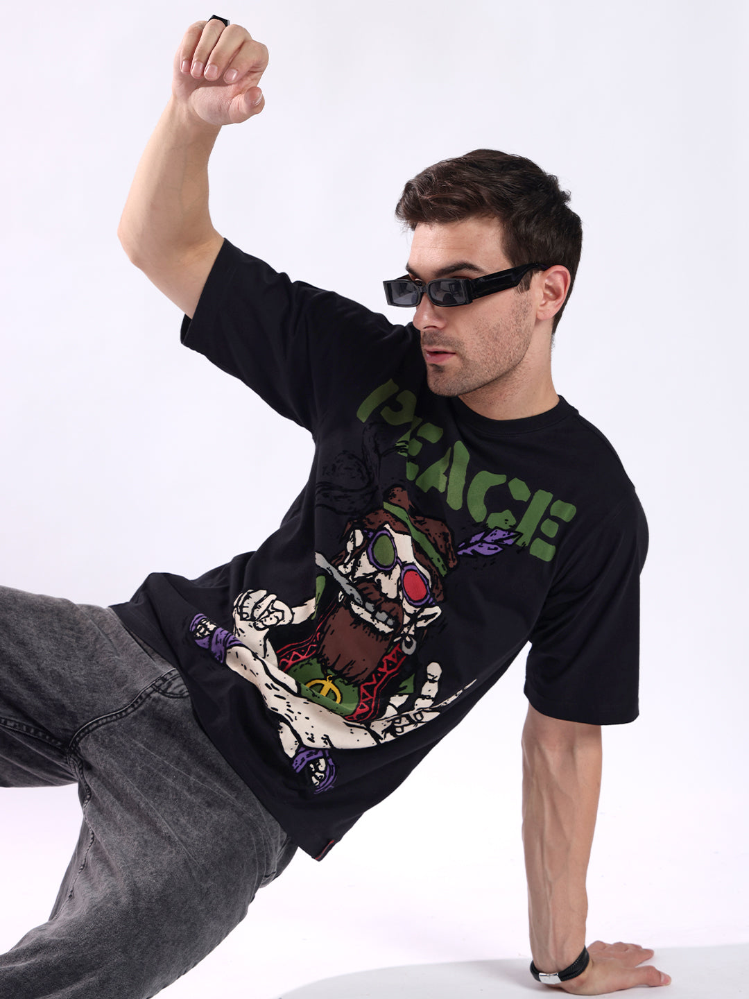 Men Black Cotton Oversized T-Shirt