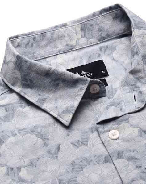 Men Blue Floral Print Shirt