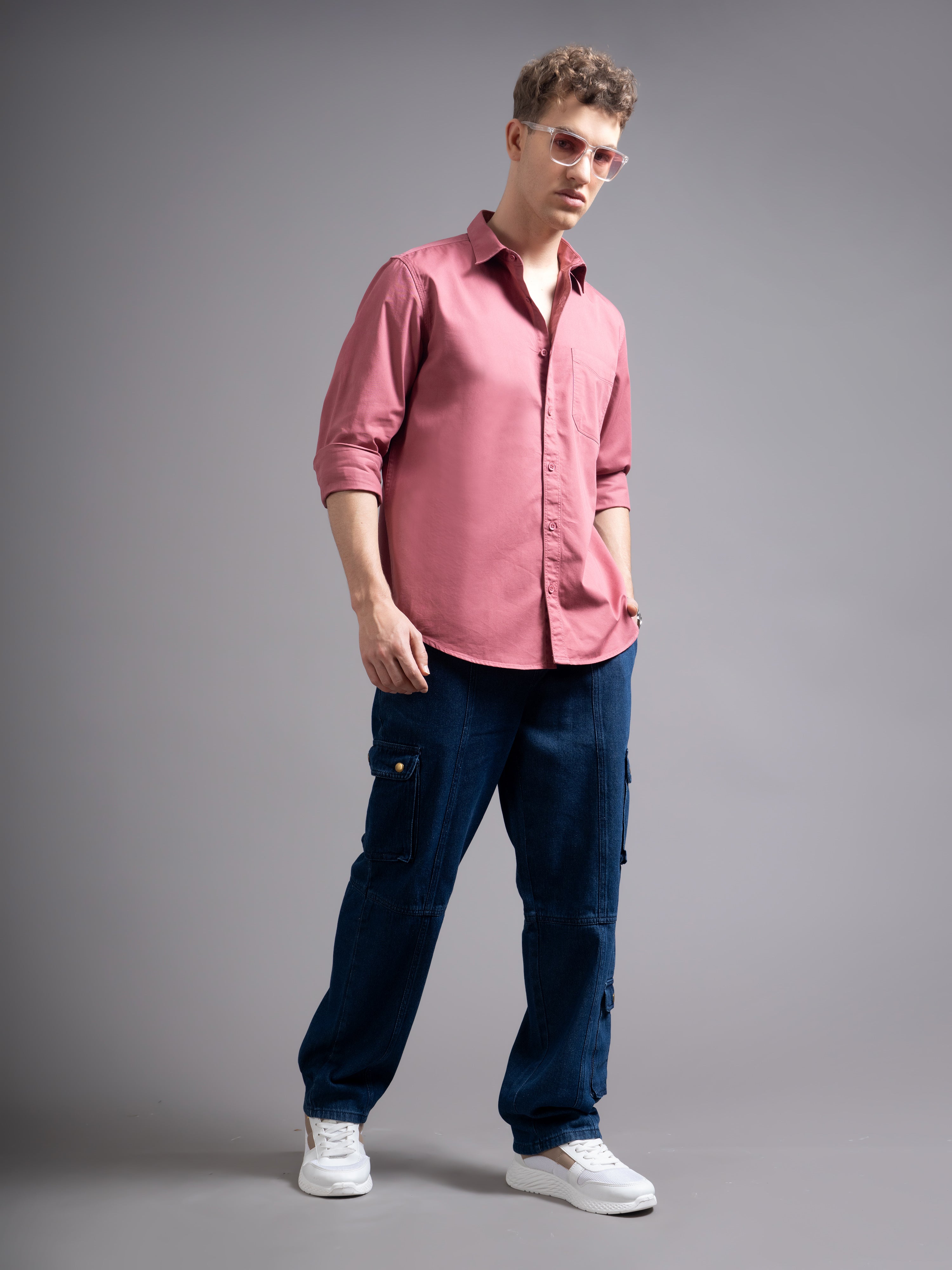 Men Mauve Twill Shirt