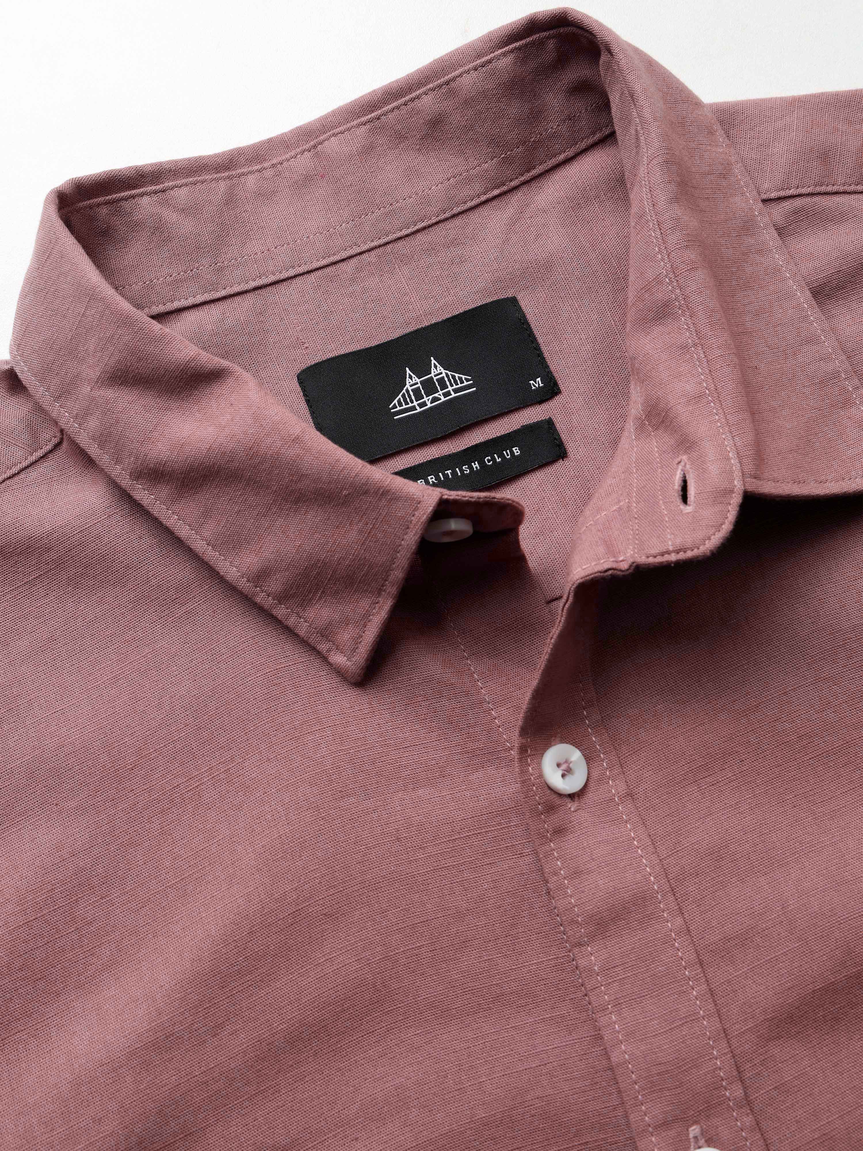 Men Mauve Slub Solid Shirt