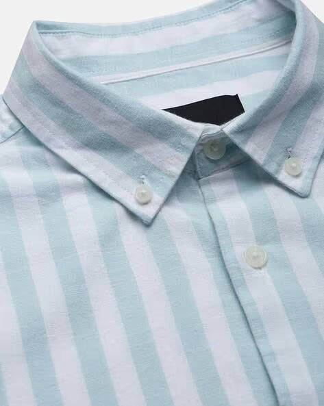 Men Blue Striped Shirt