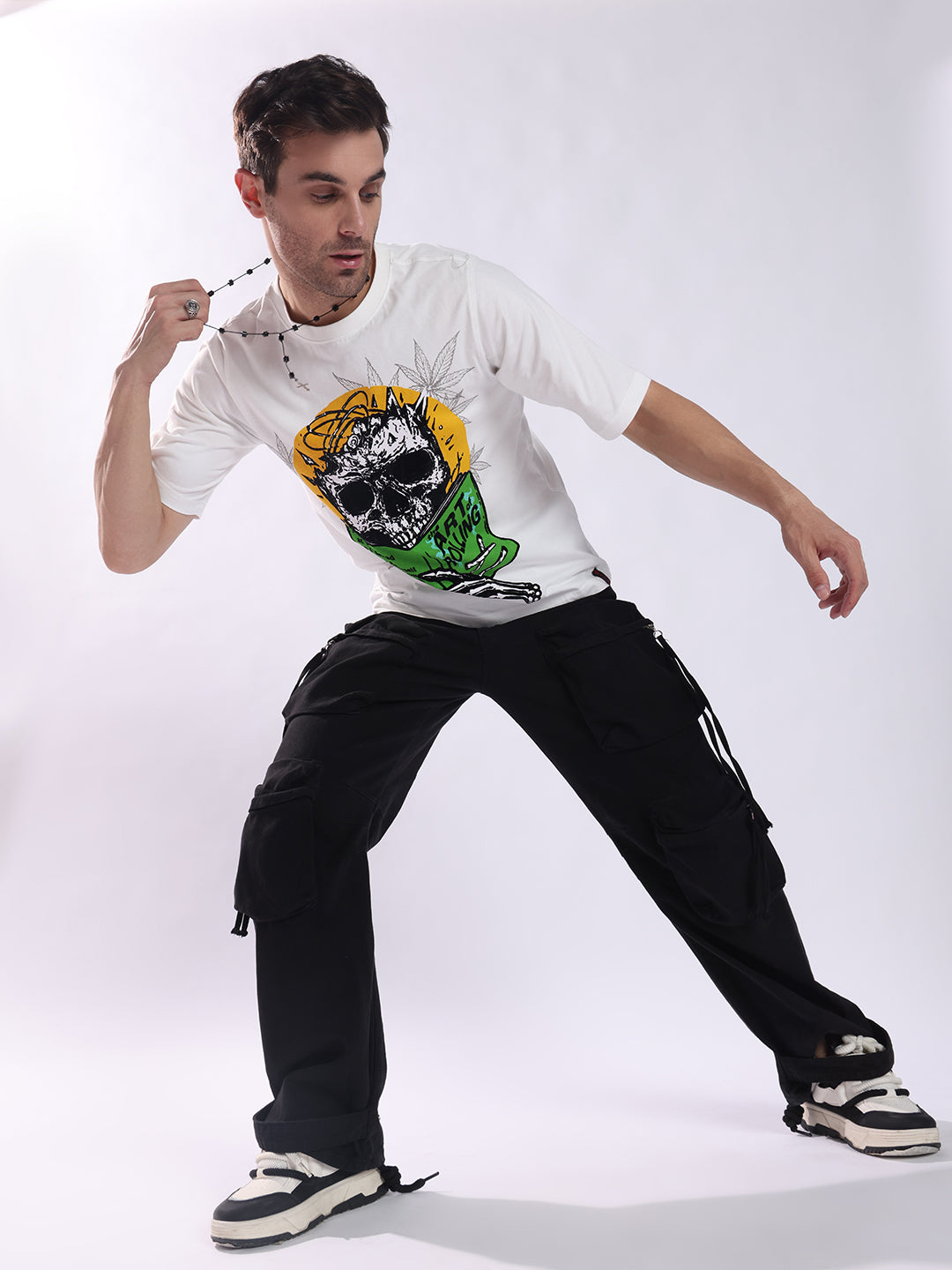 Men White Cotton Oversized T-Shirt