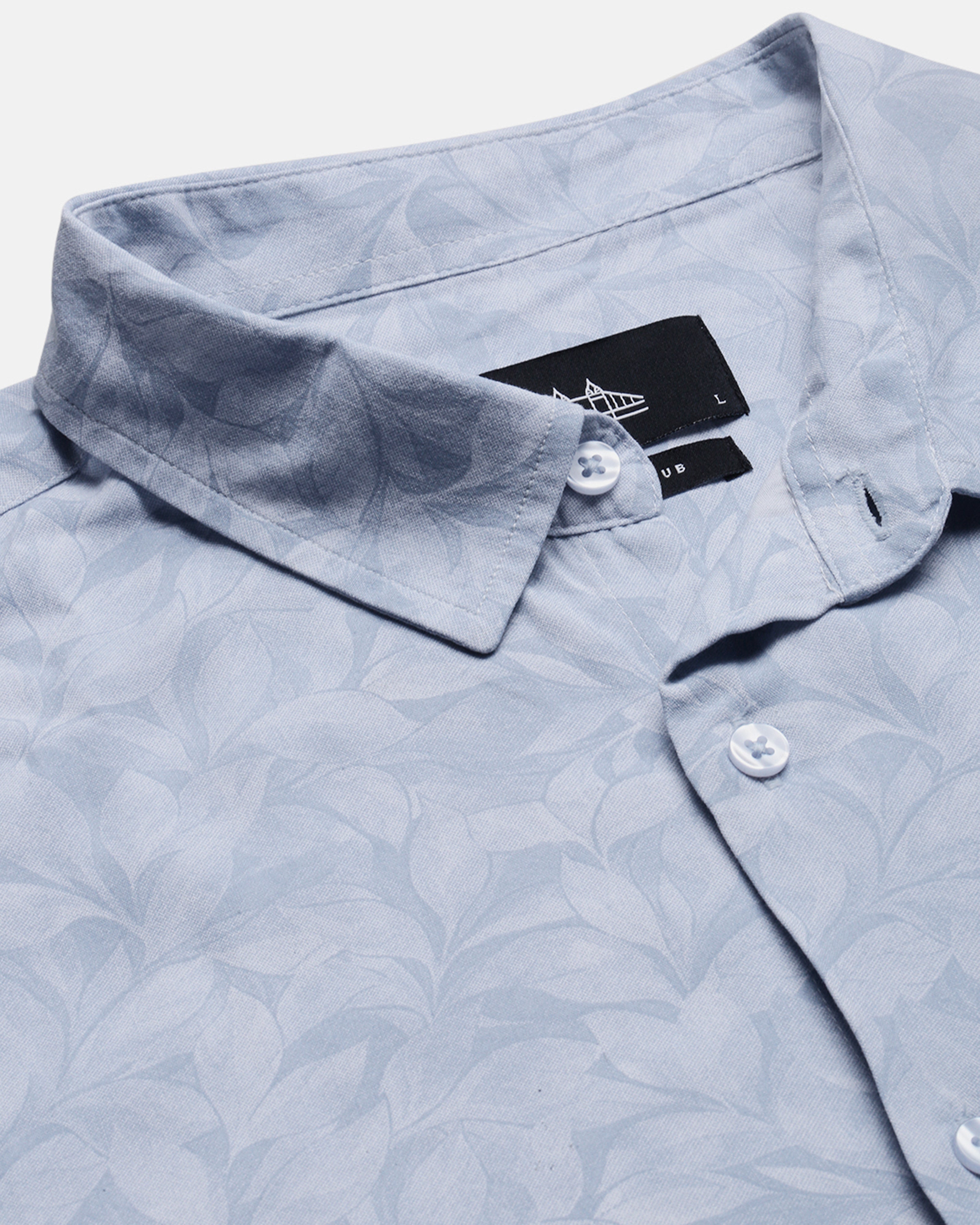 Men Blue Leaf Print Shirt