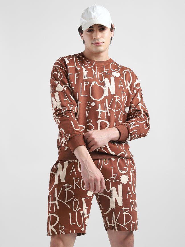 Men Brown Oversized Co-ord Set