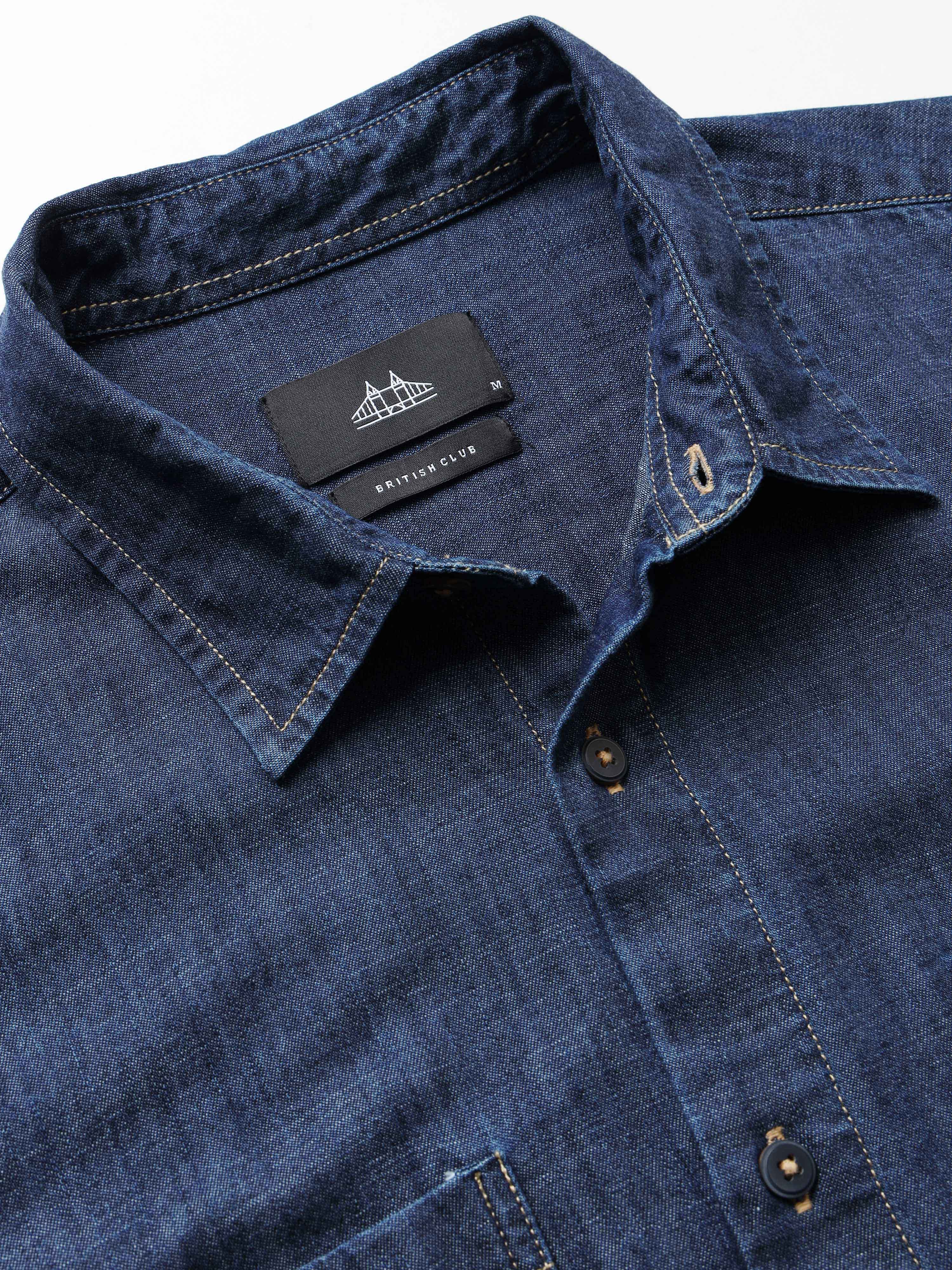 Men Navy Denim Shirt
