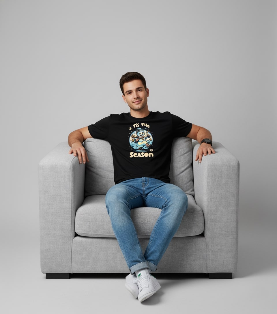 Men Printed Black Cotton Tshirt