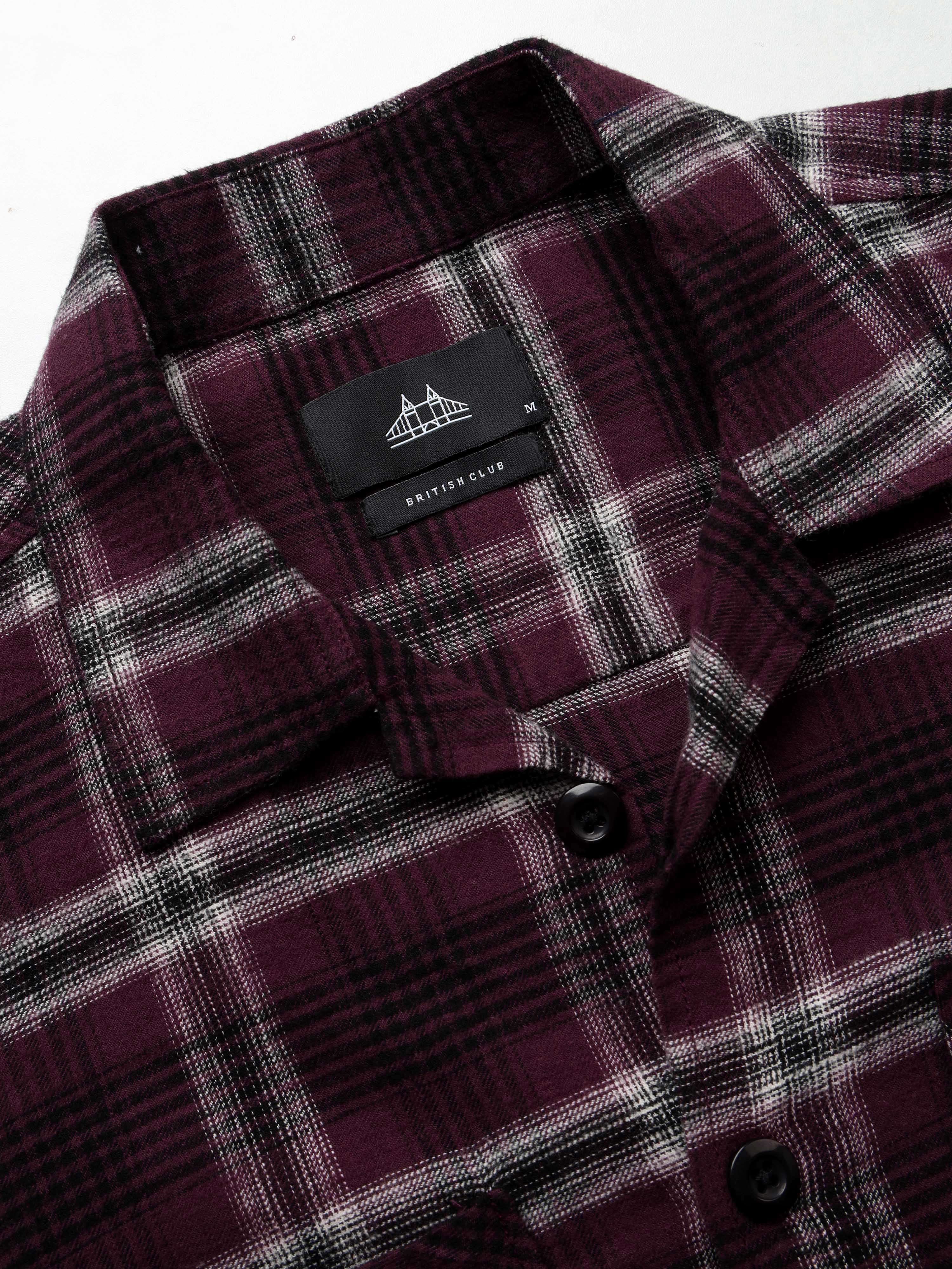 Men Burgundy Flannel Checked Shirt