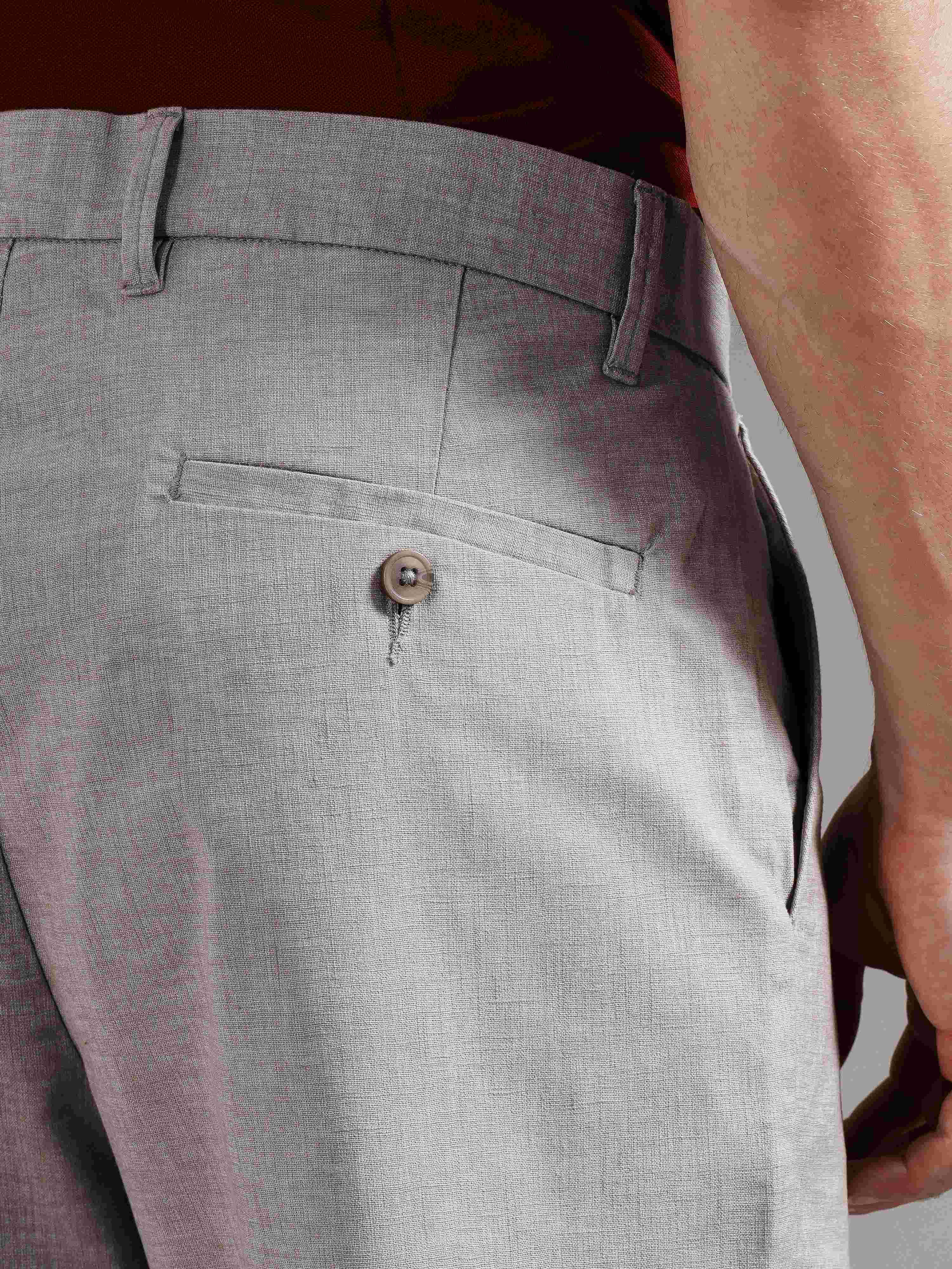 Men Grey Straight Fit Trousers