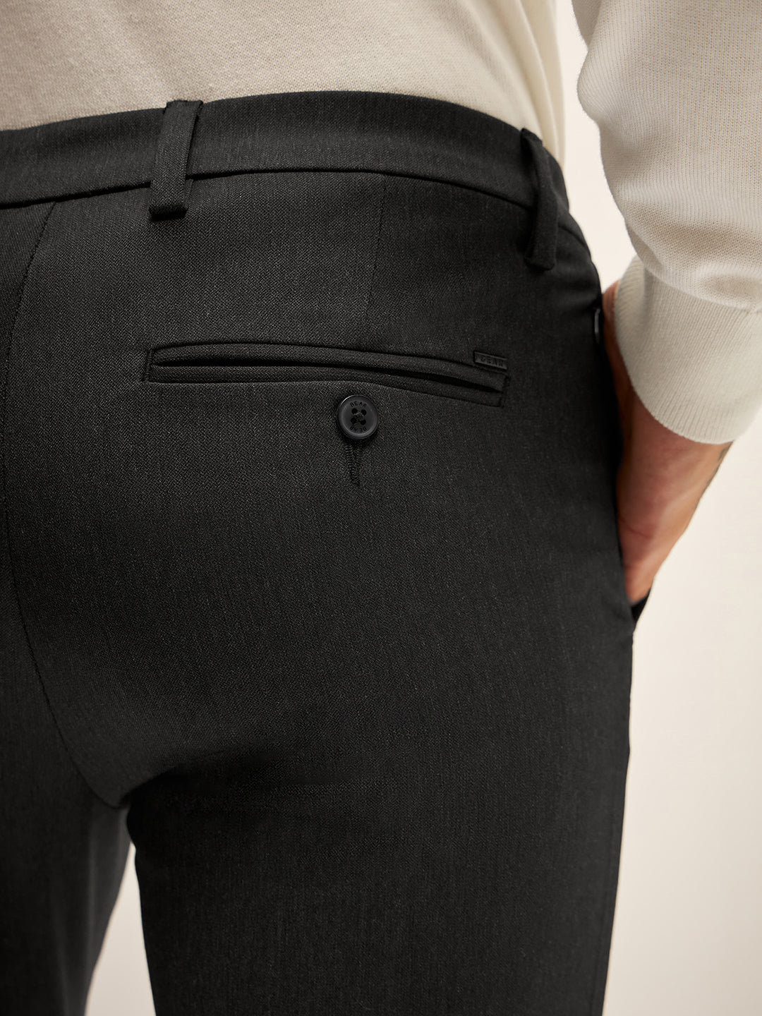 Men Black Solid 4 Way Stretch Formal Trouser