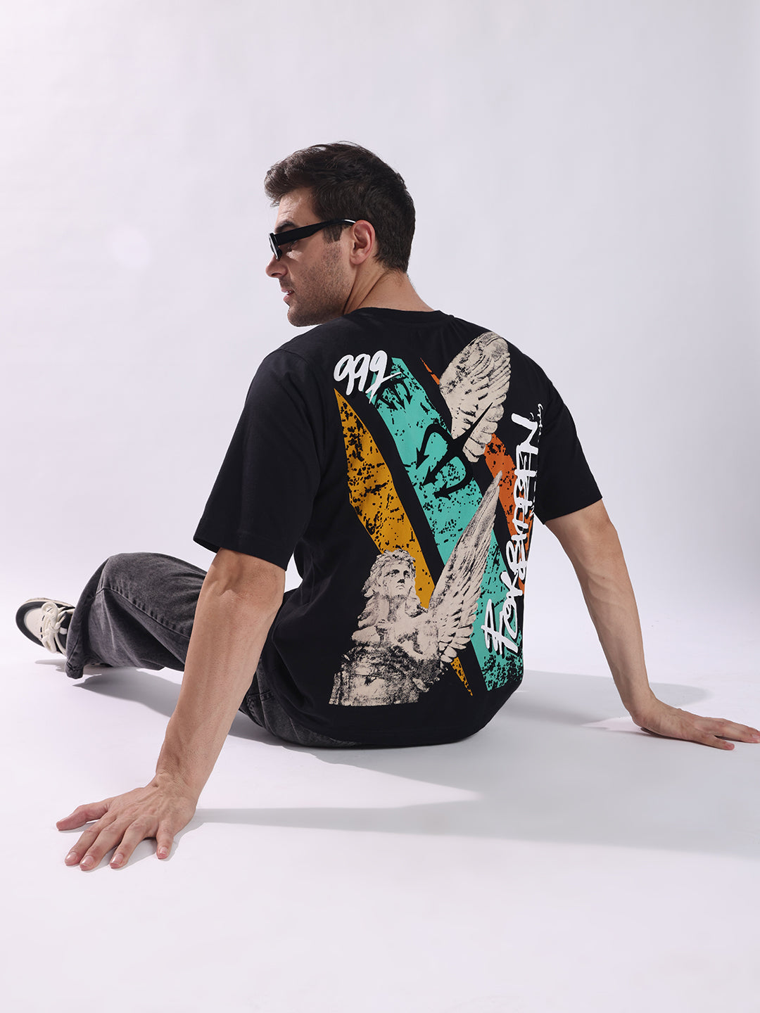 Men Black Cotton Oversized T-Shirt