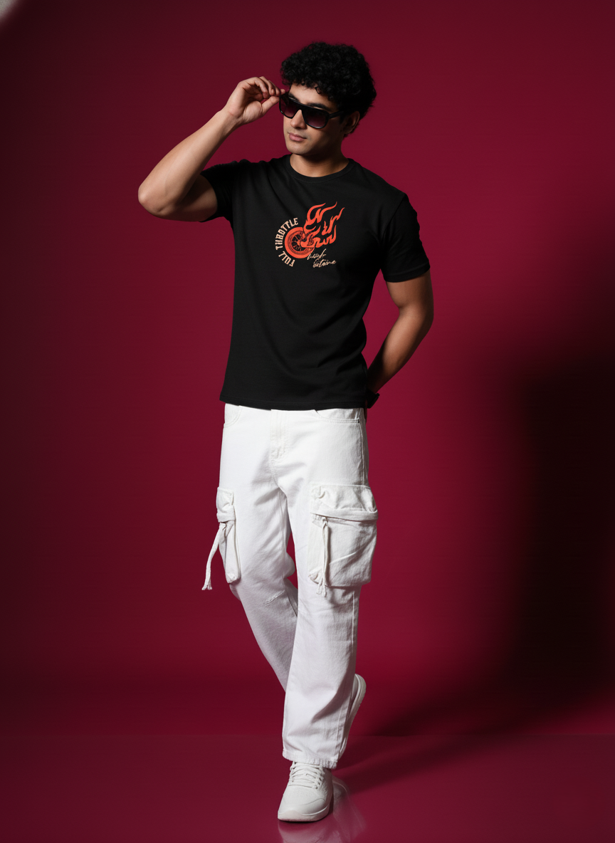 Men Round Neck Cotton T-Shirt