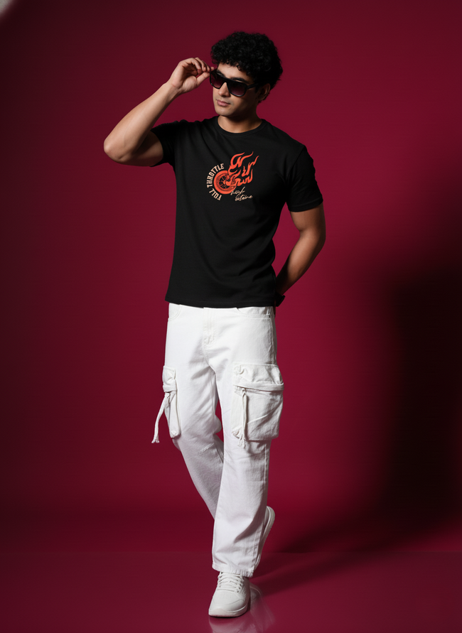 Men Round Neck Cotton T-Shirt